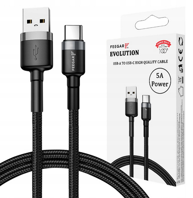 

Feegar Kabel Usb-c Typ C Quick Charge 3.0 5A nylon