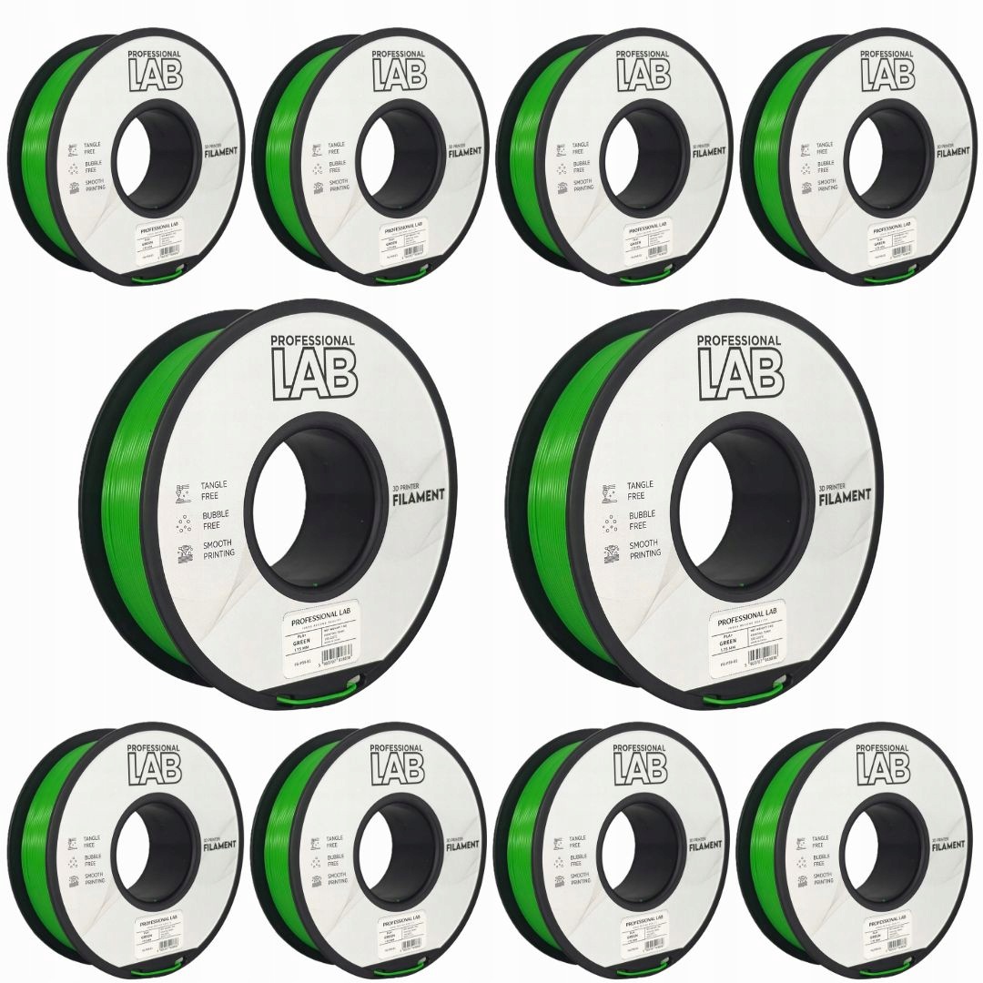 10x Filament Pla+ Green Zelený Prof. Lab. 1,75 mm 1000 g 3D tlačiareň
