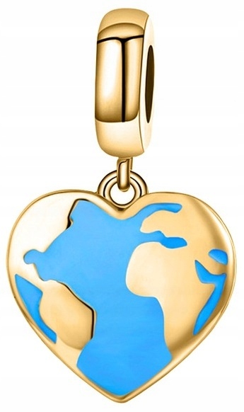 

Charms wiszący Ziemia serce złoto srebro