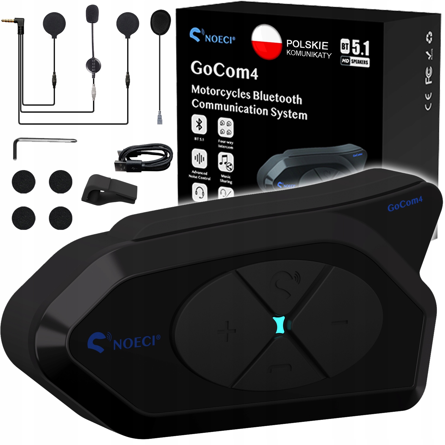 Interkom Motocyklowy Konferencja Noeci GOCOM4 Bt 5.1 Pl Polski Lektor