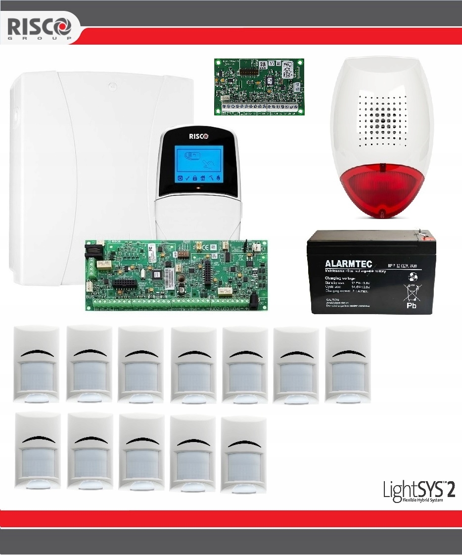 System Alarmowy Lightsys 2 Risco Zestaw 12x Pir Bosch Do Domu Sklepu Firmy