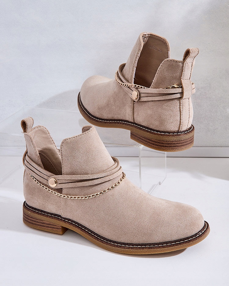 BEŻOWE BUTY DAMSKIE BOTKI RIZOR 40 Wzór dominujący bez wzoru