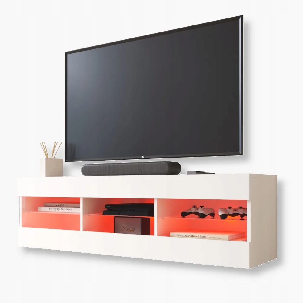 komodee Tivoli 140 cm Bílá Skleněné police Rgb Led