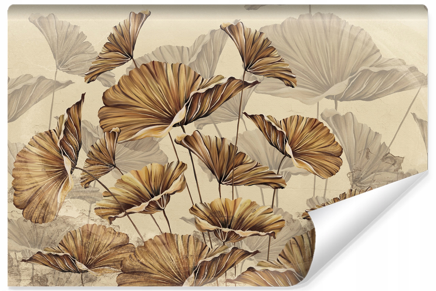 Fototapeta Béžové květy Listy Retro styl 180x120