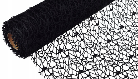 

Siatka dekoracyjna Koronkowa Ślub 50cm/5y Czarna