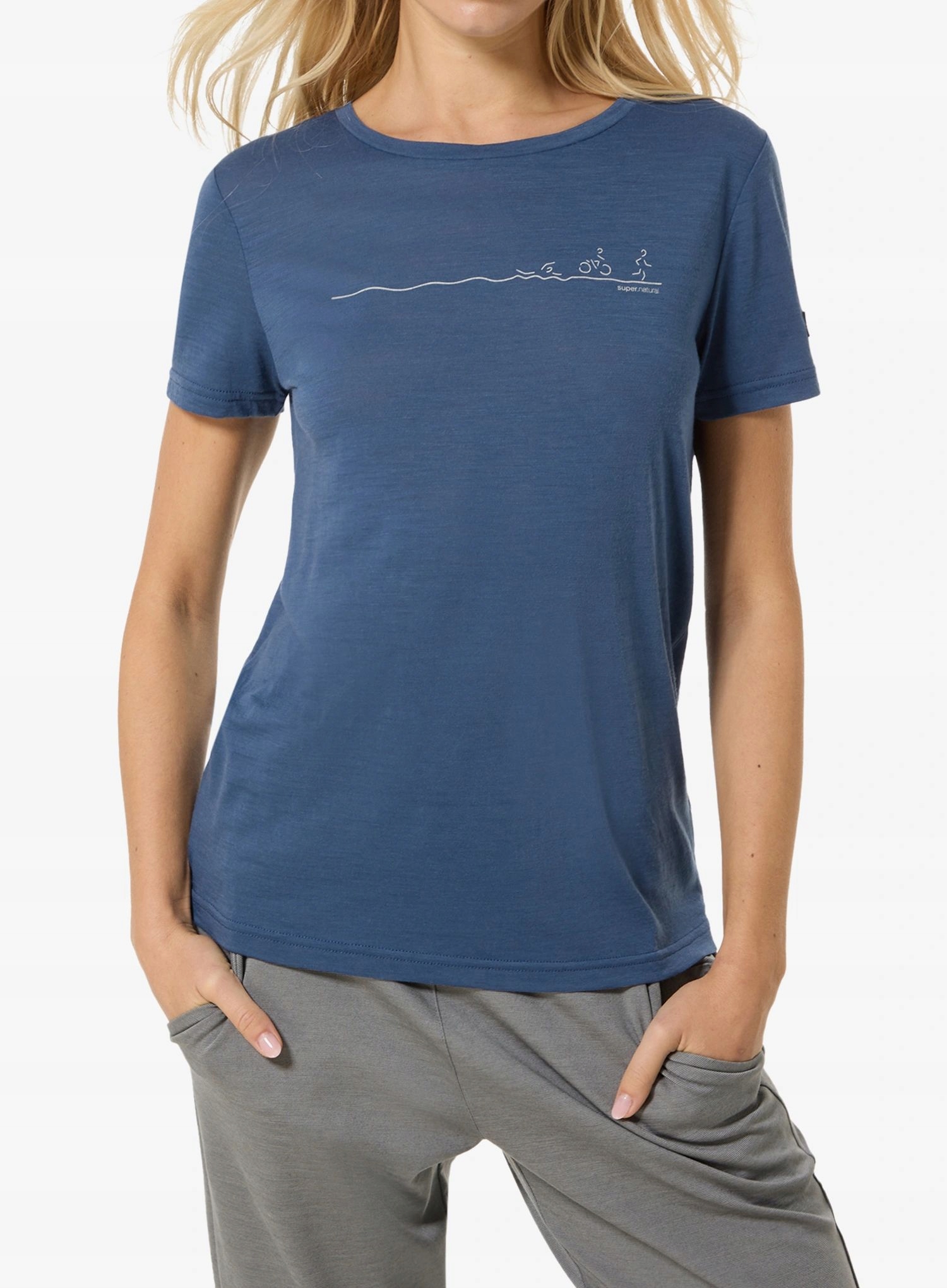 Dámské s potiskem Super.natural Tri Tee oceán blue/feather S