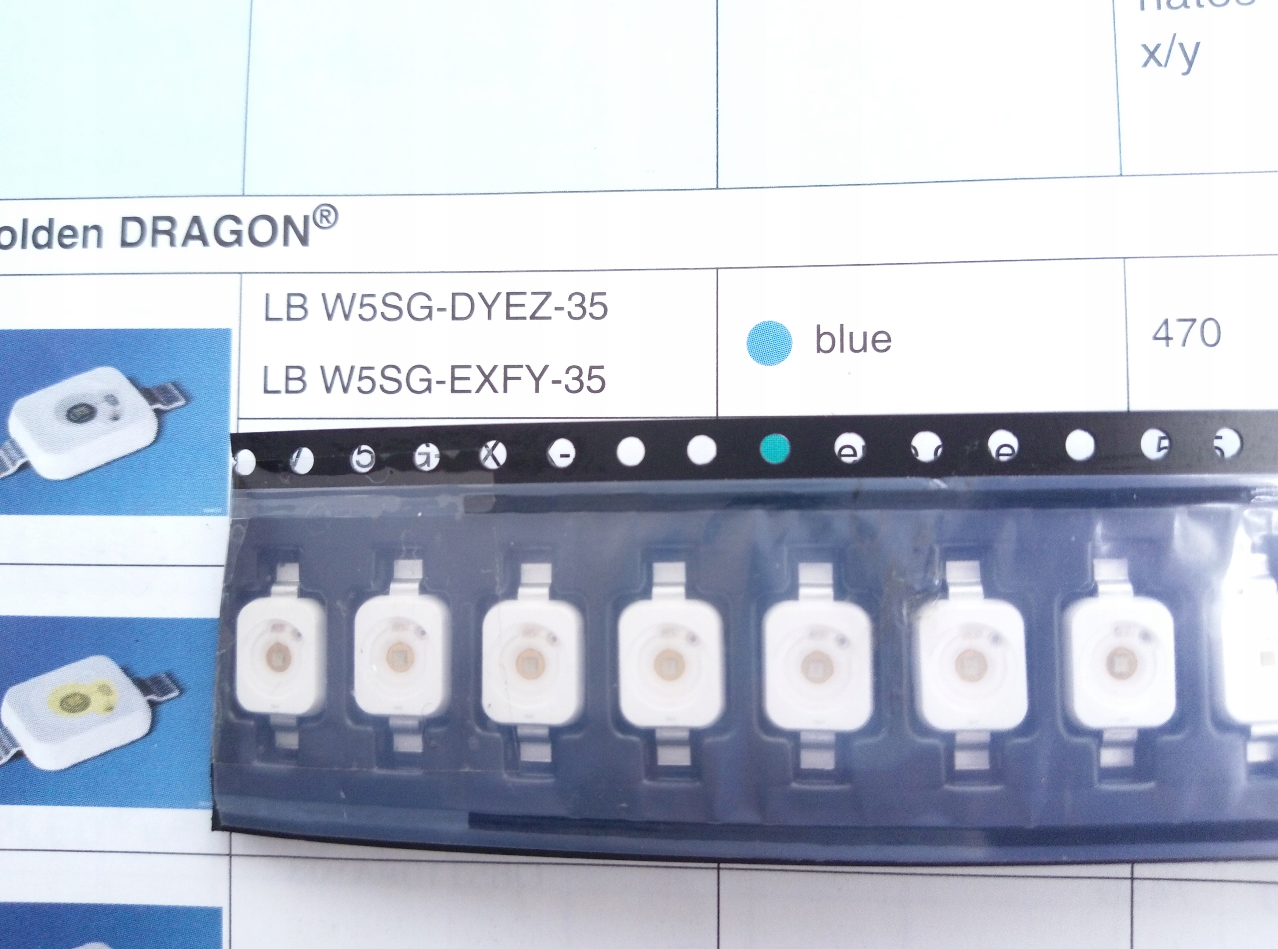 [4szt]LED GOLDEN DRAGON 9lm Niebieska 470nm