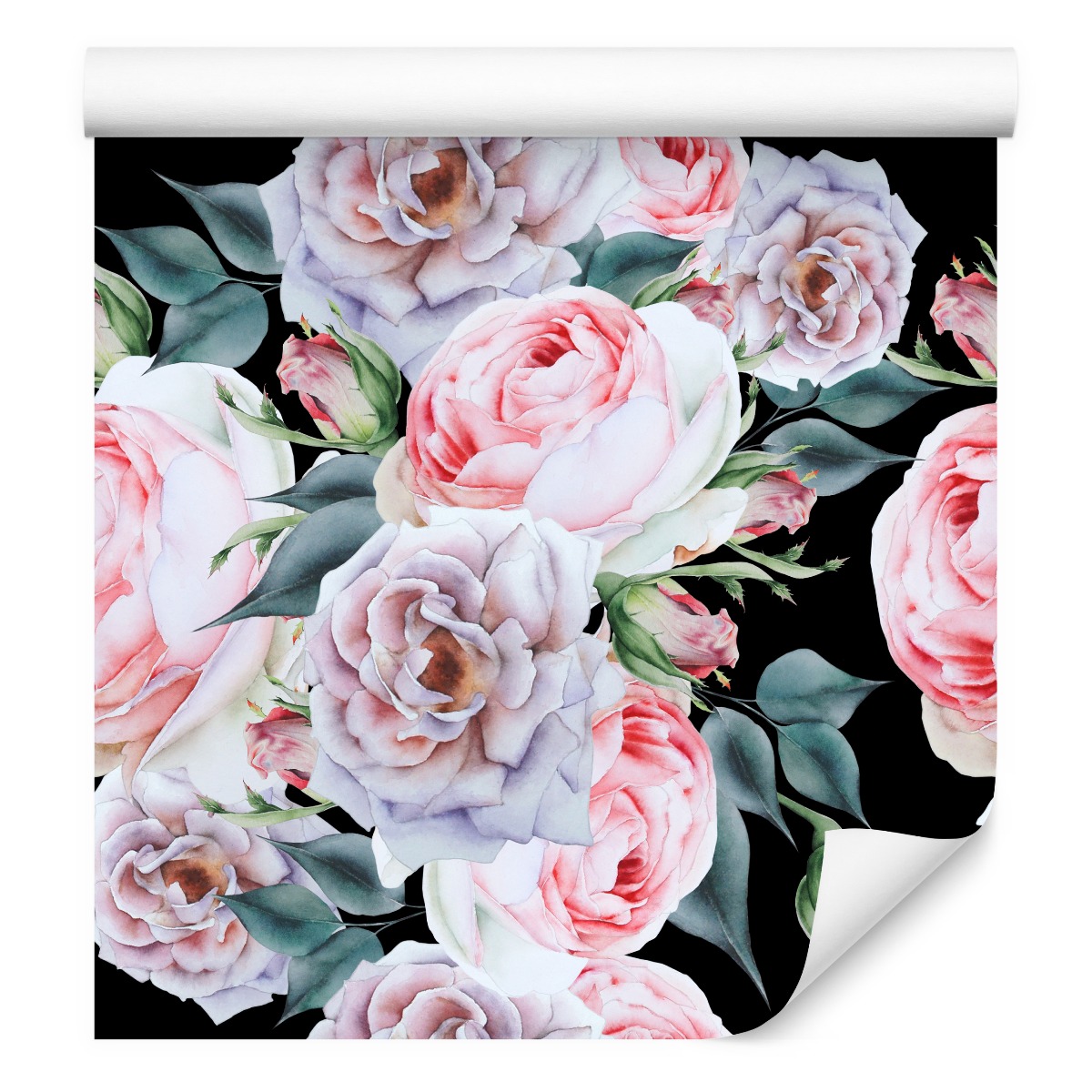 Tapeta do ložnice malované Růže květiny akvarel