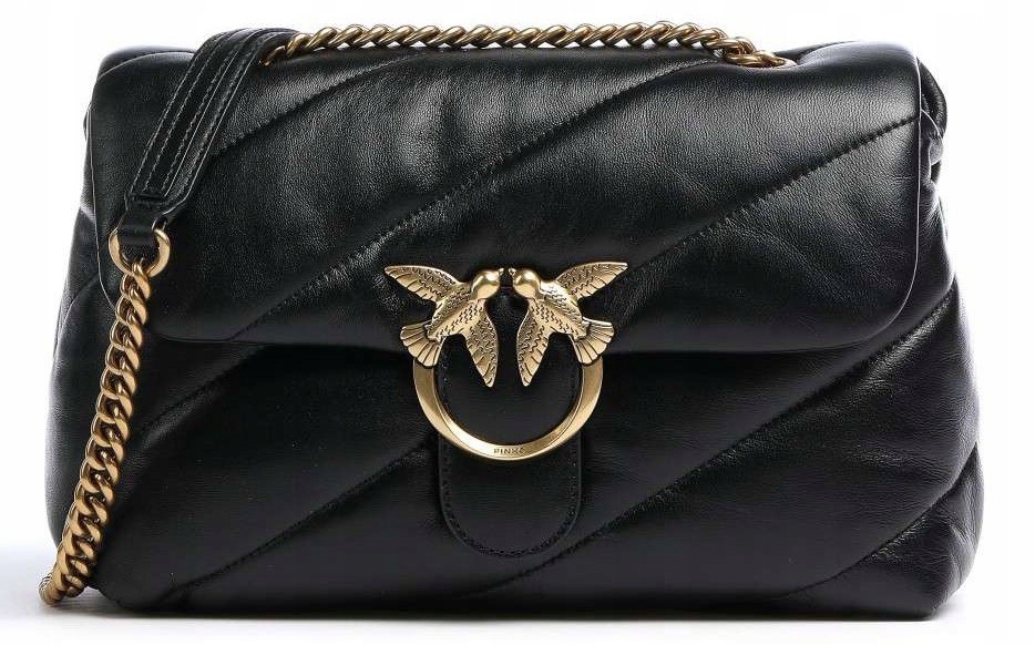 Pinko kožená kabelka kabelka přes rameno Love Classic Puff Black Novinka