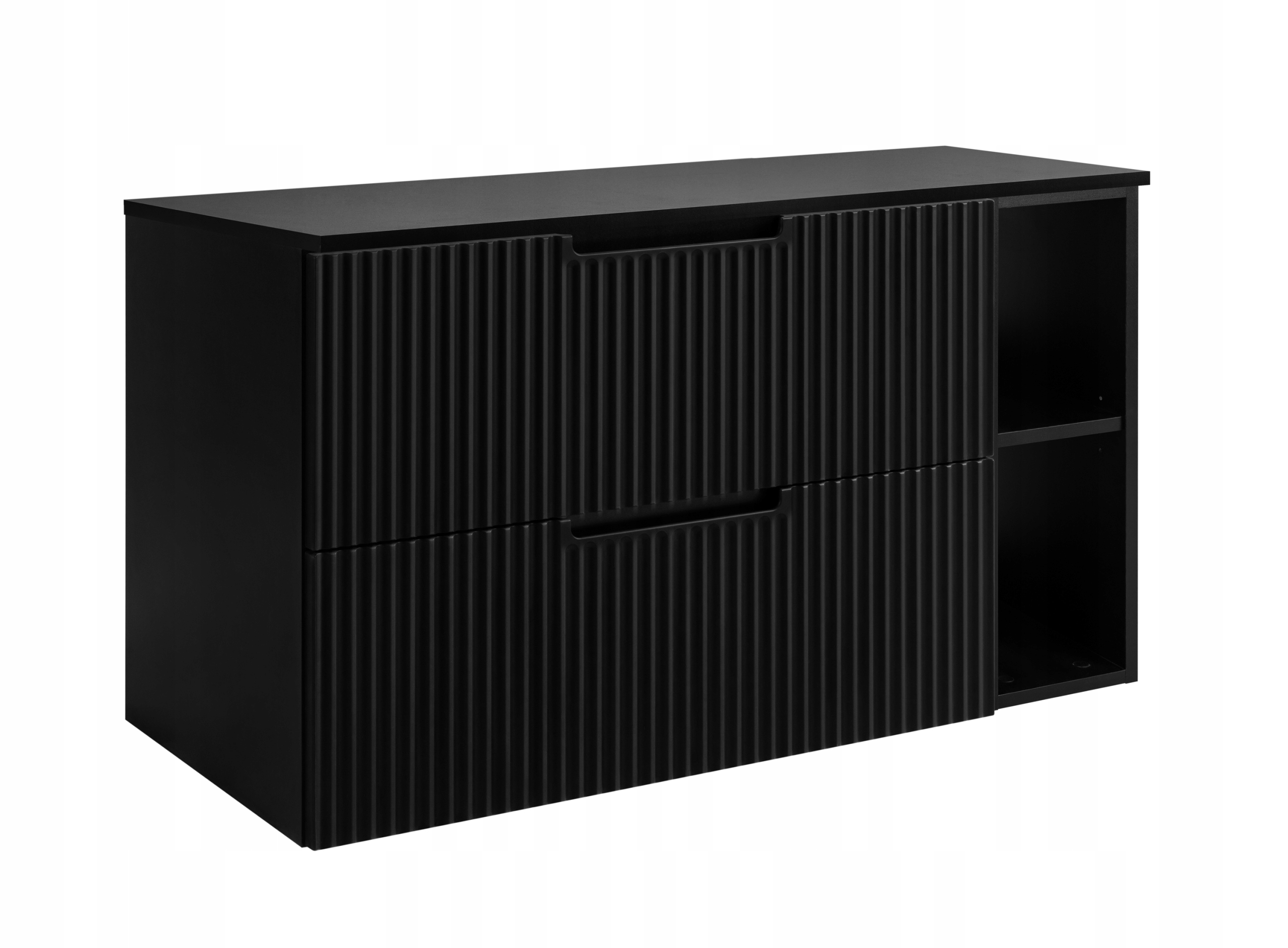 Koupelnová skříňka Pod Umyvadlo 80 černá módní Rýhovaná Přední Strana Mdf