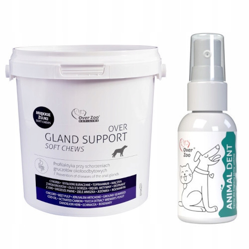 Over Zoo Over Gland Support soft chews żujki 450g Animal Dent 50ml