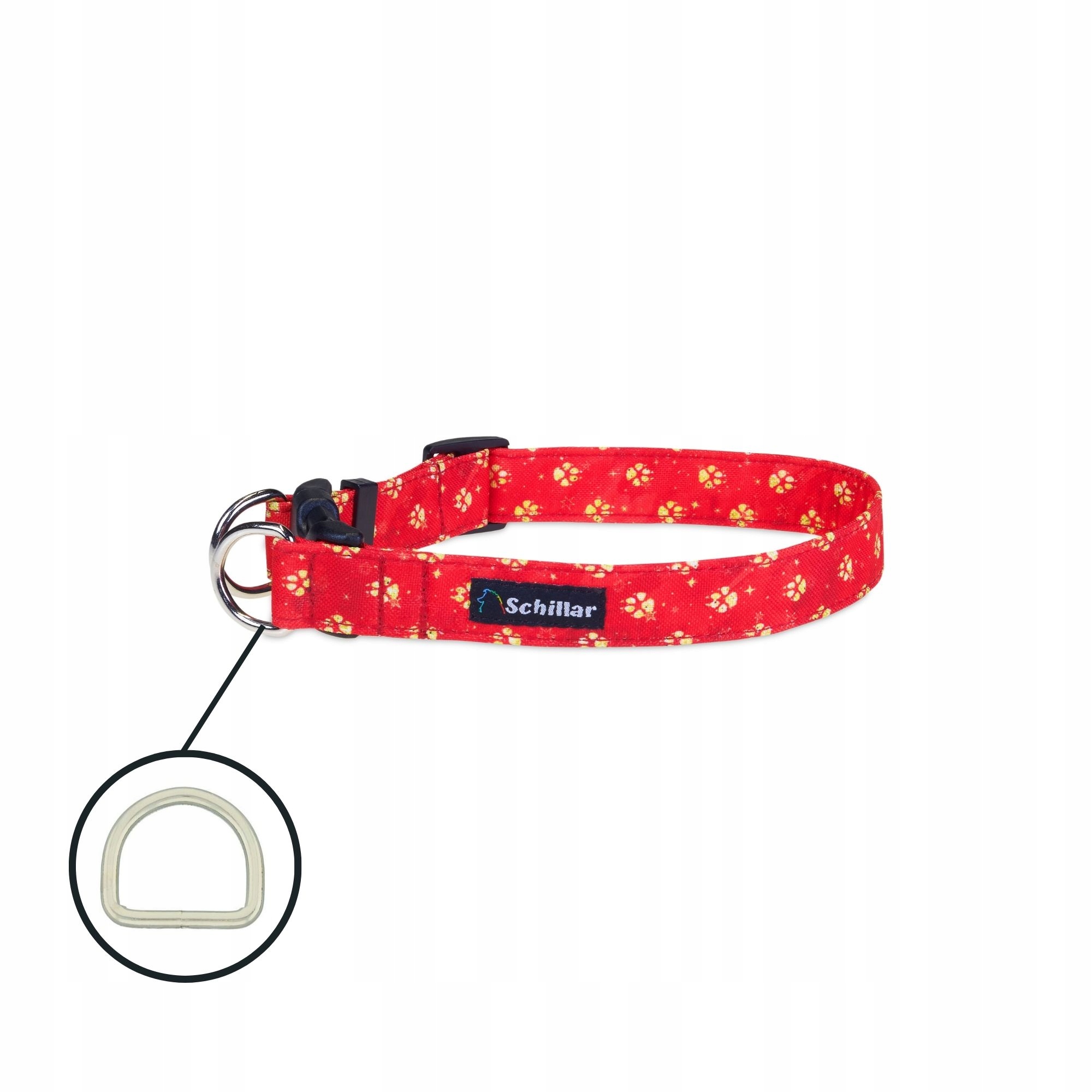 Levně Obojek na sponu double lock pro velkého psa, zlaté tlapky, velikost L, 40-60 cm