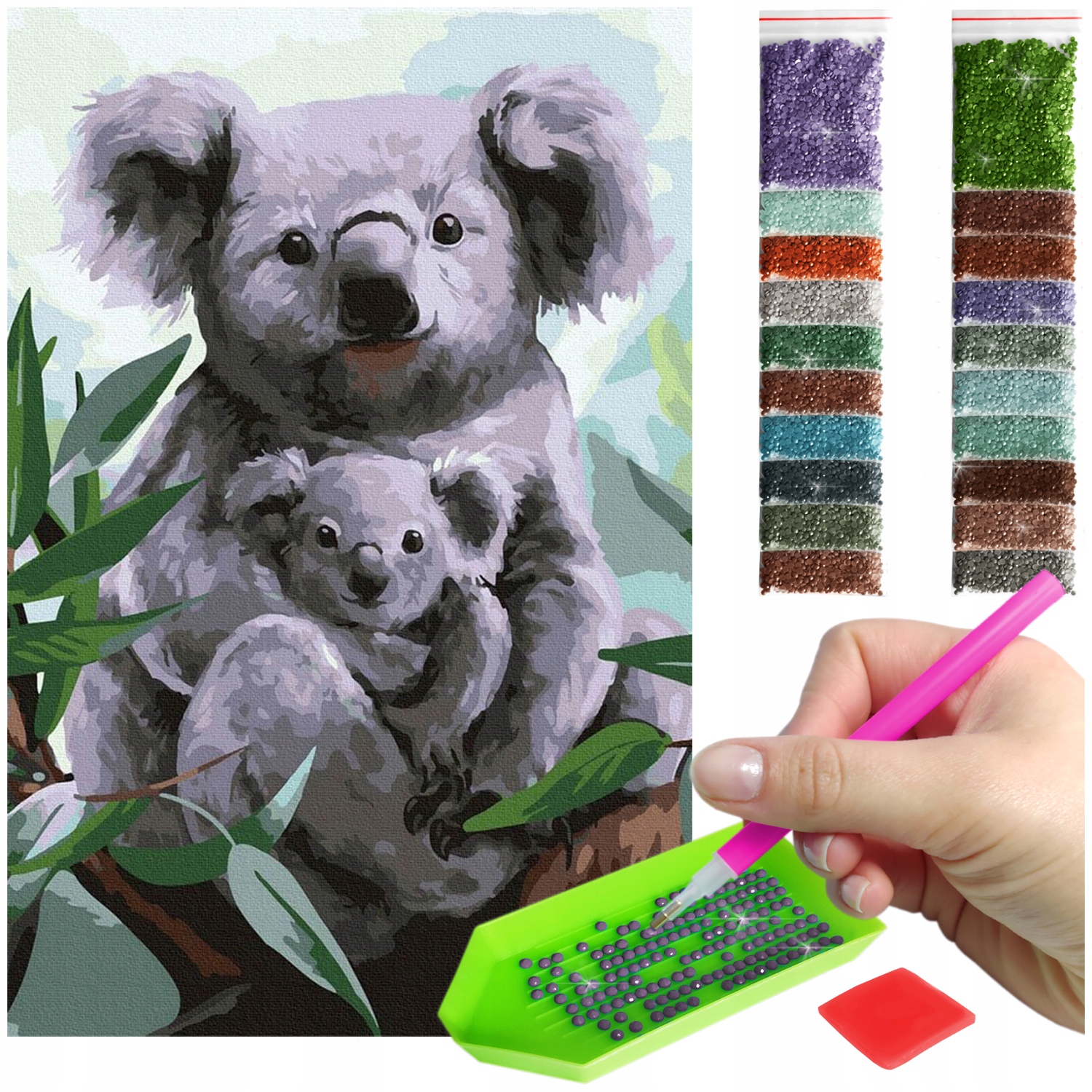 Medvídek koala Výšivka Diamond diamond painting mozaika zvířata džungle 60x40