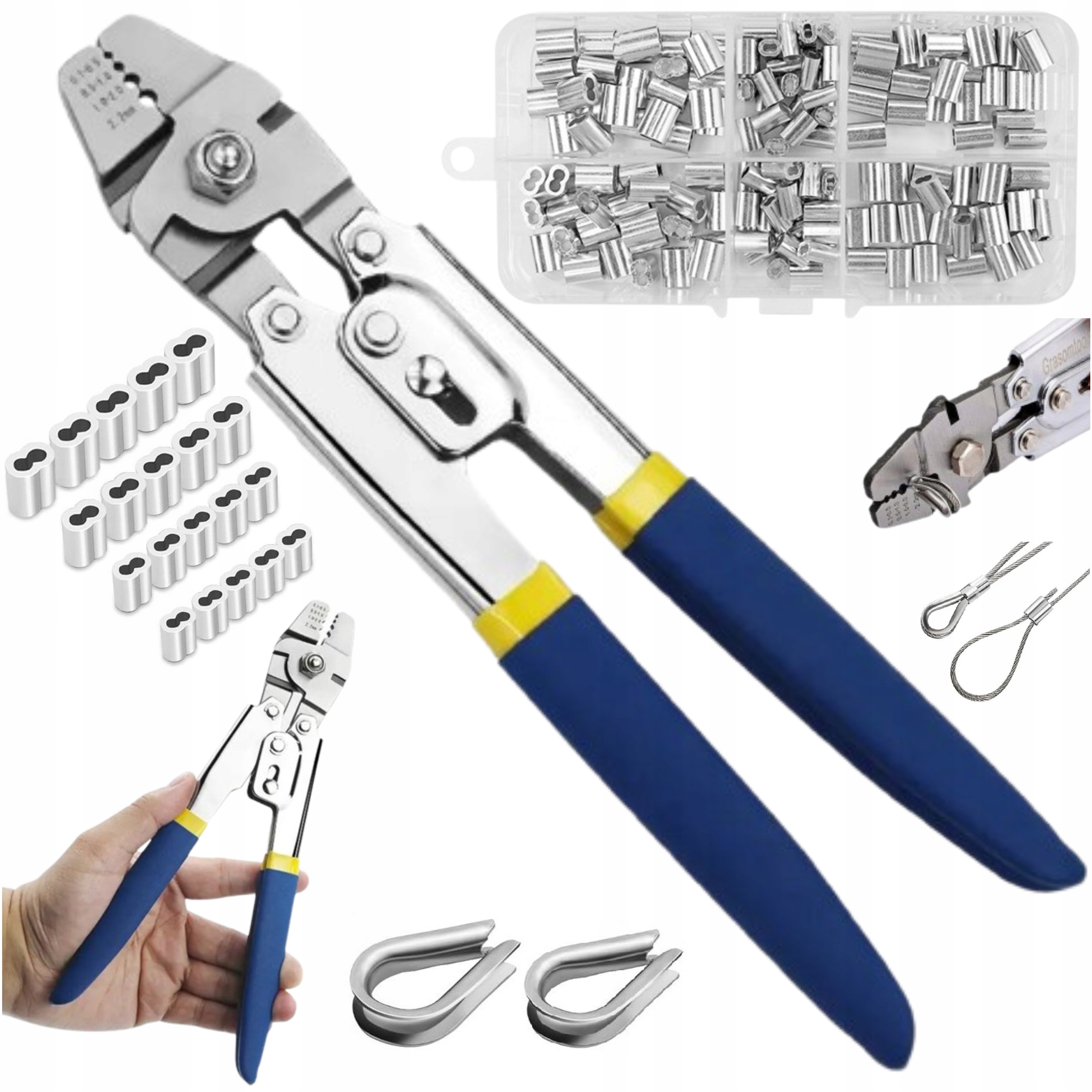 Narzędzie Do Zaciskania Linek Stalowych Zaciskarka 160x Tulejek Beczkowych