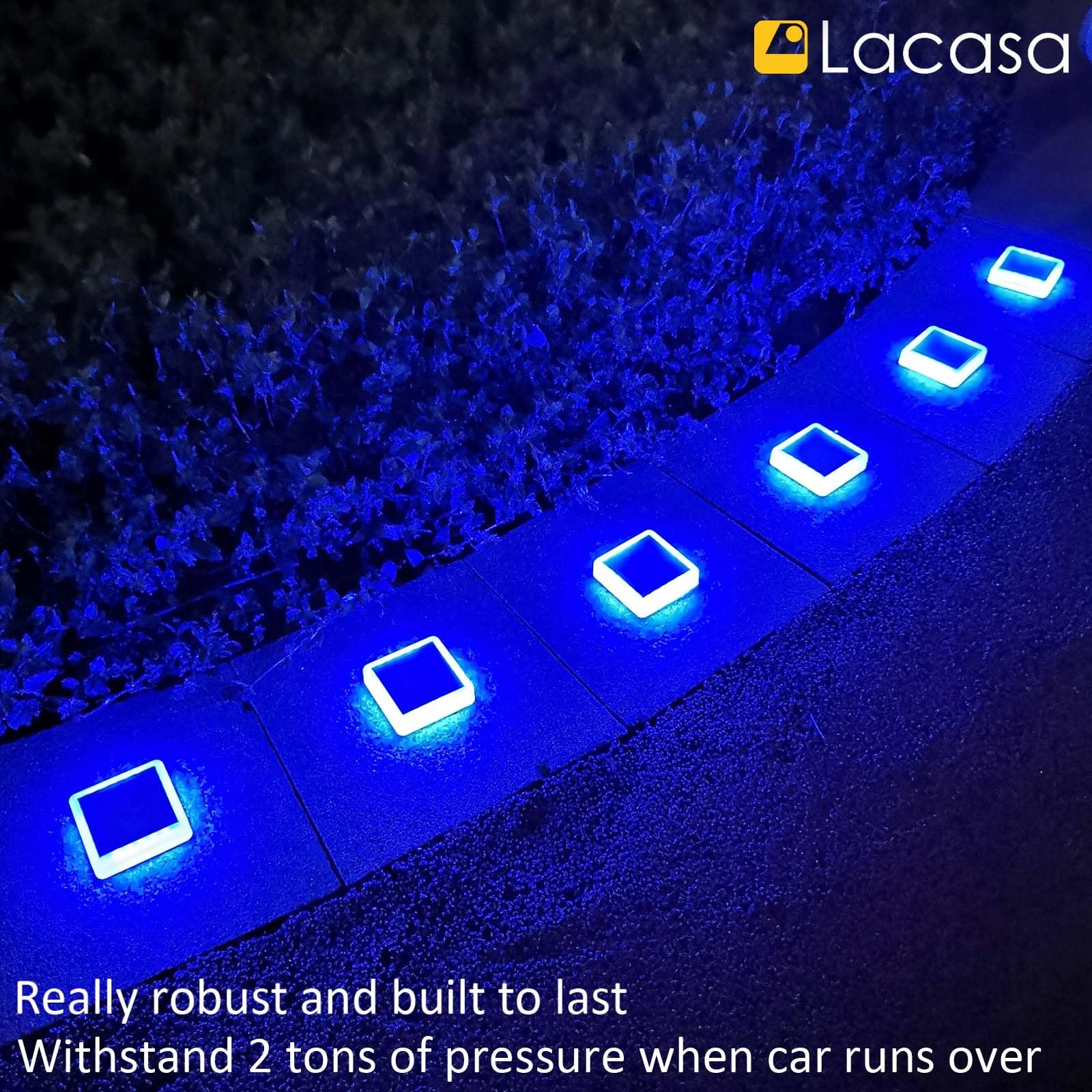 LACASA Solarne Lampy Zewnętrzne 4 Sztuki Niebieskie Światło IP68 LED Ogród — miniatura 7