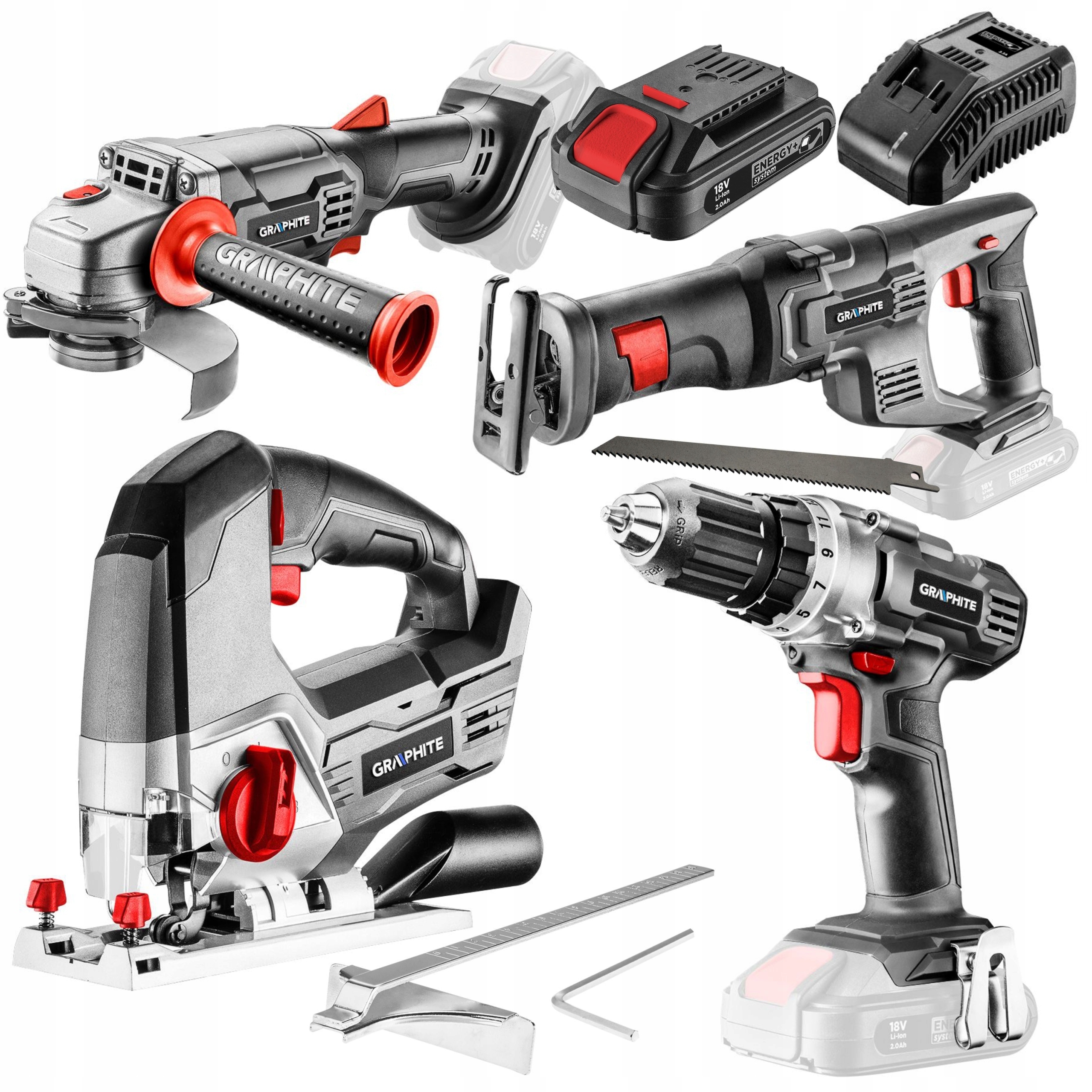 GRAPHITE шуруповерт шлифовальный станок лобзик пила + 2Ah