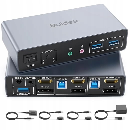Hdmi Přepínač Kvm Displayport 4K 60Hz Usb 3.0 2 Počítače 2 Monitory