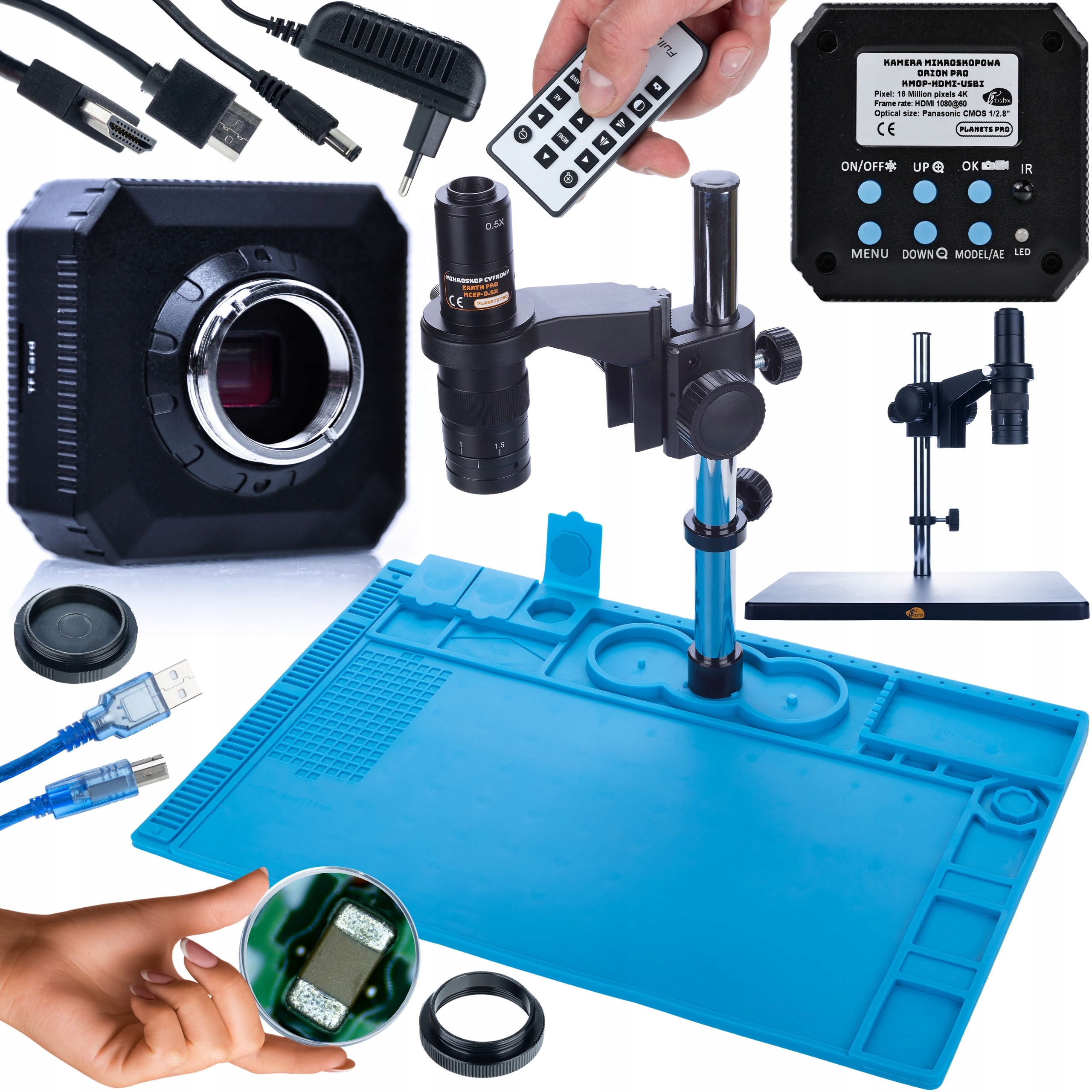 Digitální Mikroskop, Stabilní Kamera Uhd 16 Mp, Silikonová Podložka, Železná Základna