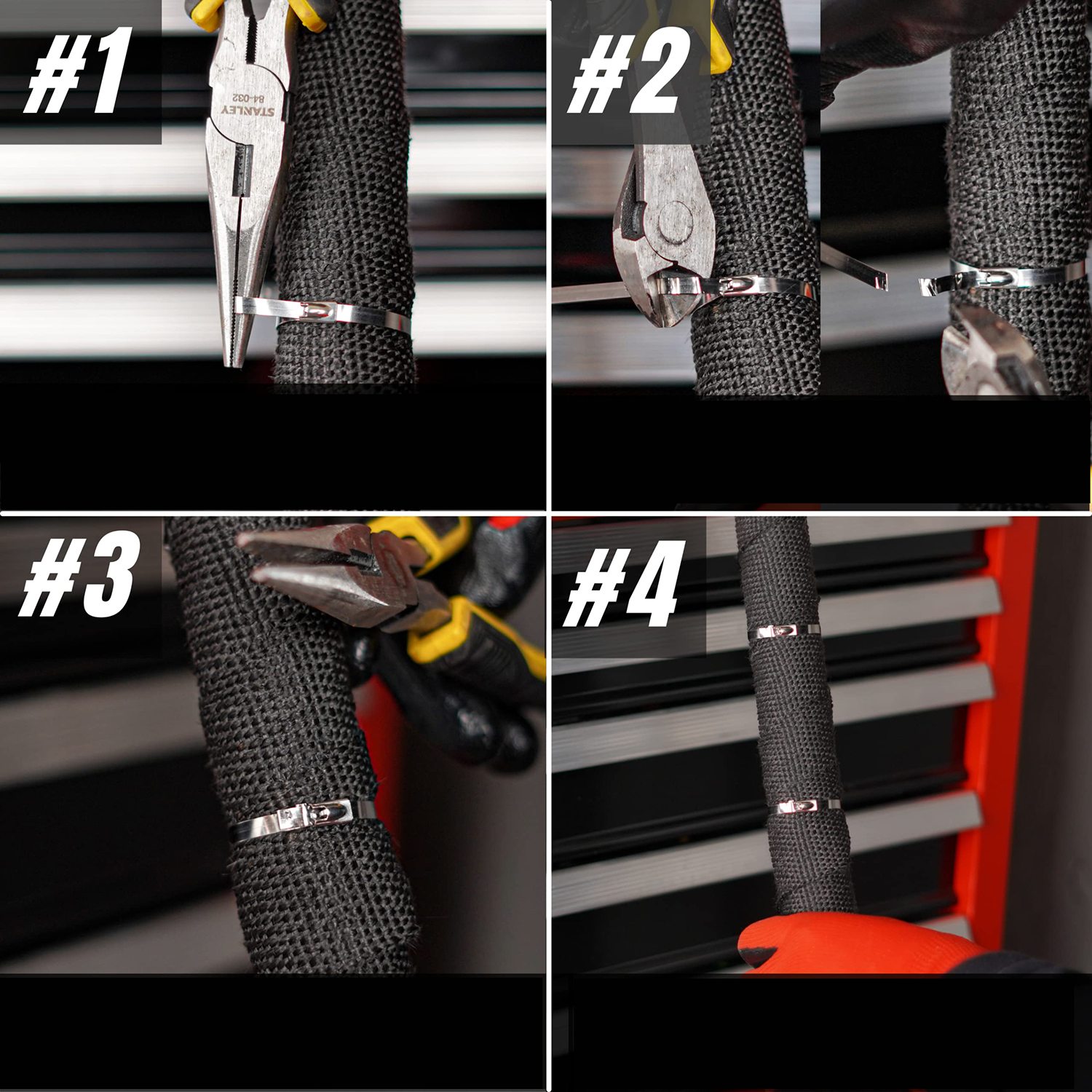 Opaski zaciskowe stalowe metalowe trytki 4,6x200mm 100szt Szerokość 4.6 mm