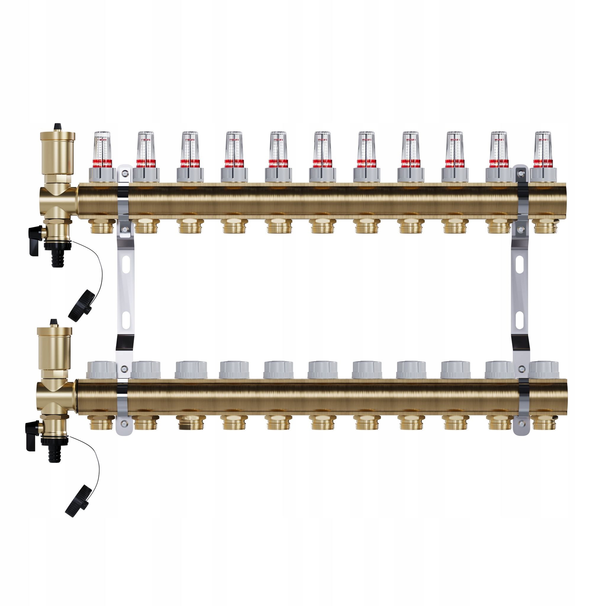 Rozdělovač pro podlahu 11 mosazných okruhů pro podlahové vytápění
