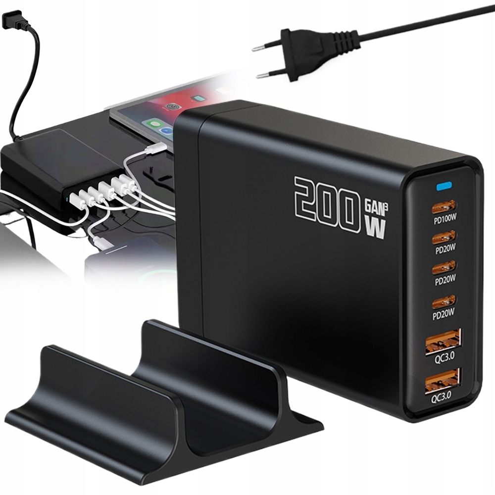 Ładowarka Pd 100W 6 Portów Szybki Ład Dla Macbook Pro Air Iphone 15 16 14