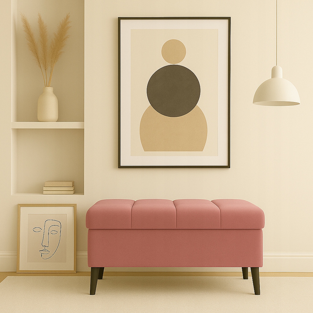 Pufa s úložným priestorom, otváracia taburetka, podnožka, čalúnená lavička 80 cm