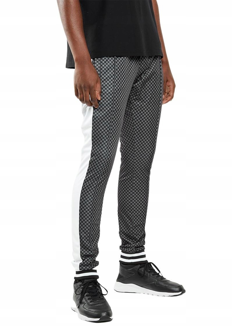 

H4P003 Night Addict__ttw Spodnie Lampasy Krata__m