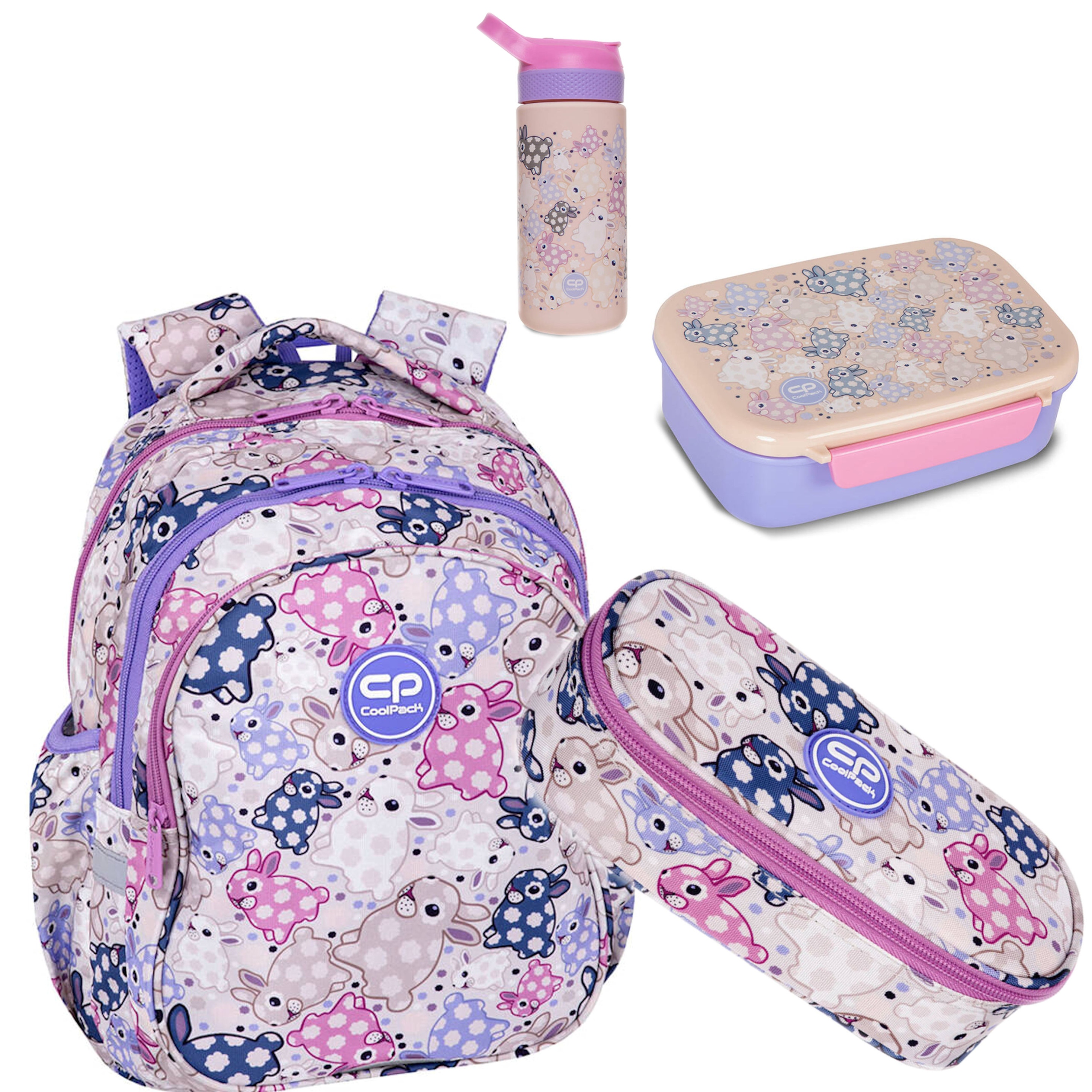 Plecak Szkolny White Bunny Jerry 4W1 Klasa 1-3 Zestaw Coolpack