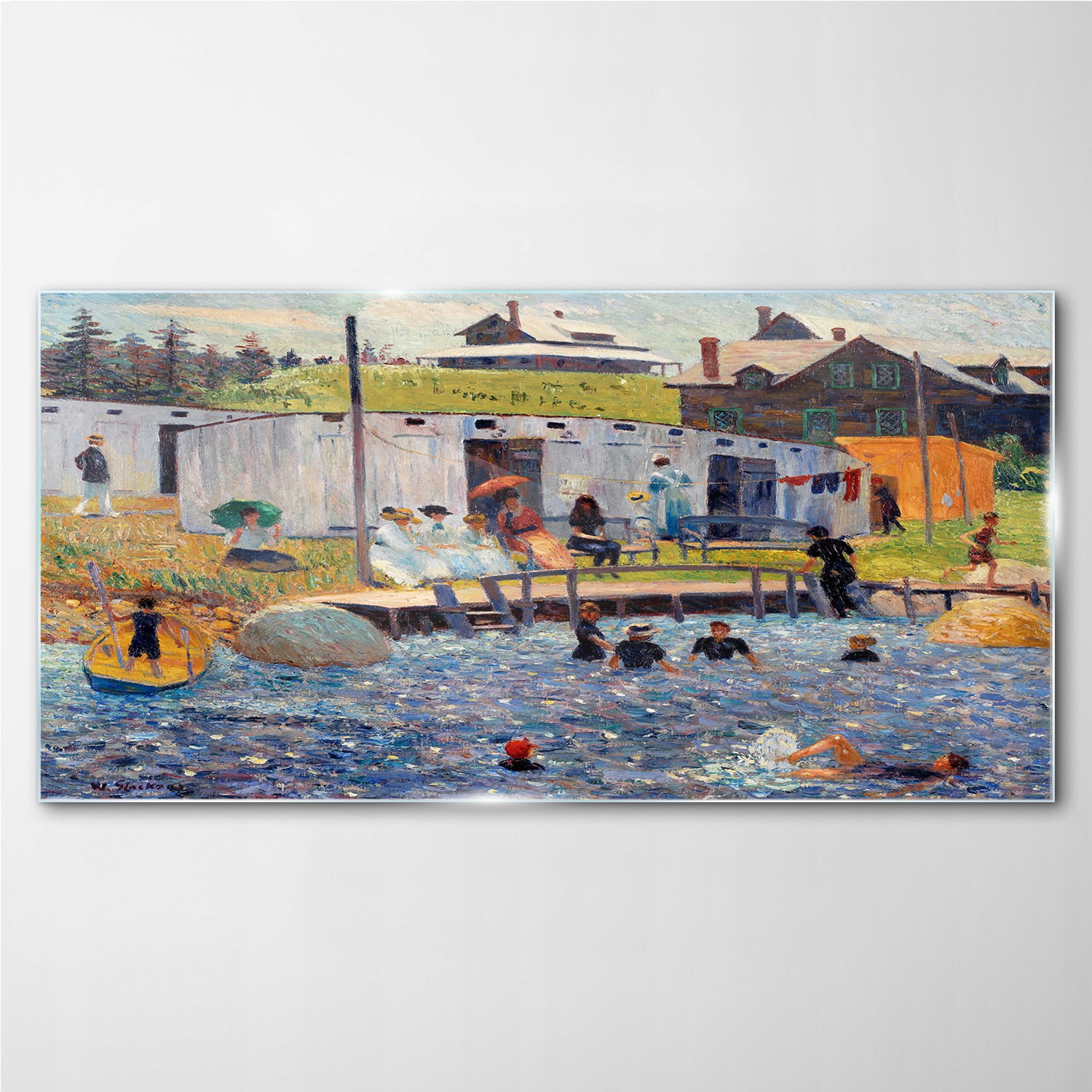 

Obraz na ścianę szklany Jezioro wieś las 100x50 cm