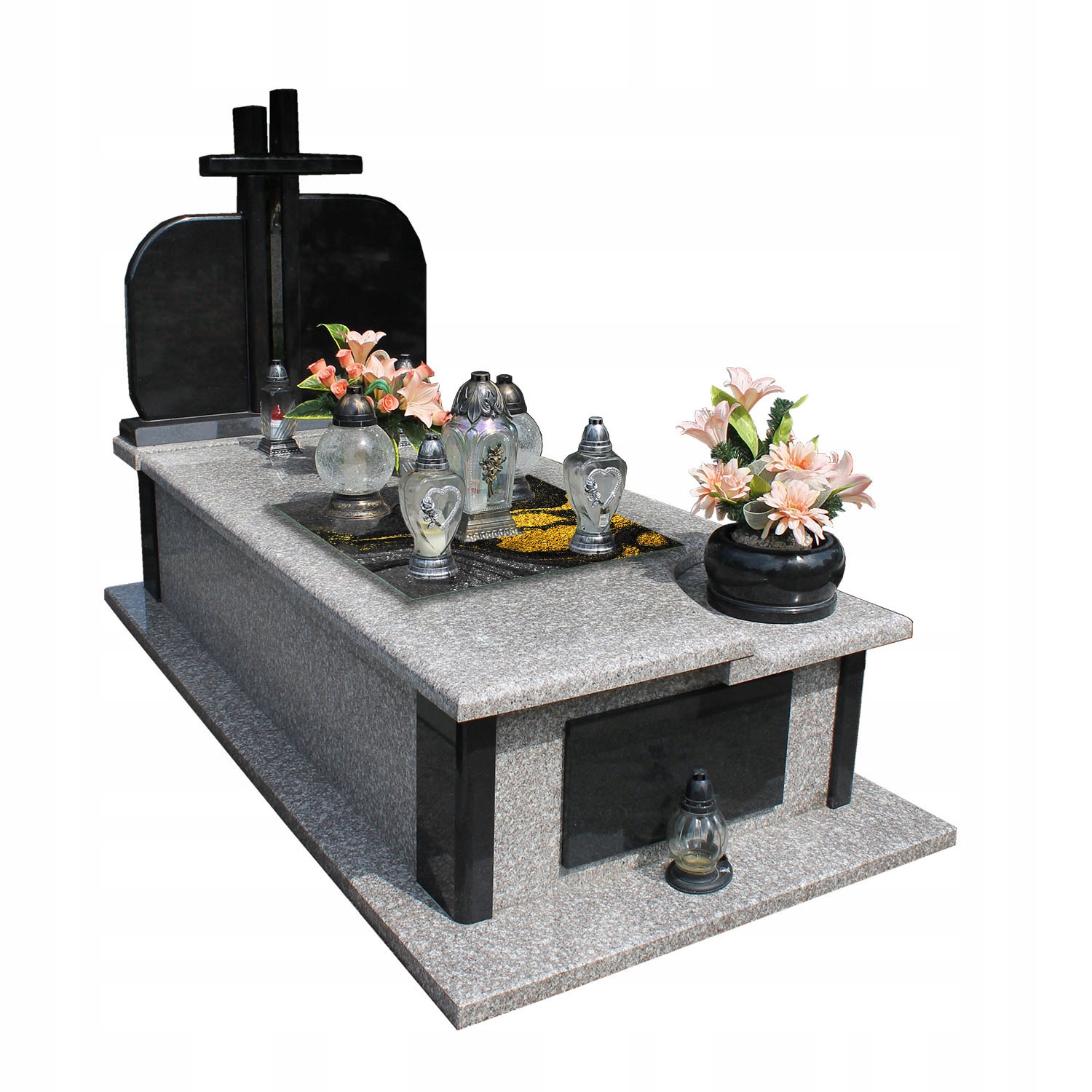 Podstawka szklana hartowana pod ZNICZ dekoracja na CMENTARZ motyw 60x52cm Marka TMK ArtDeko