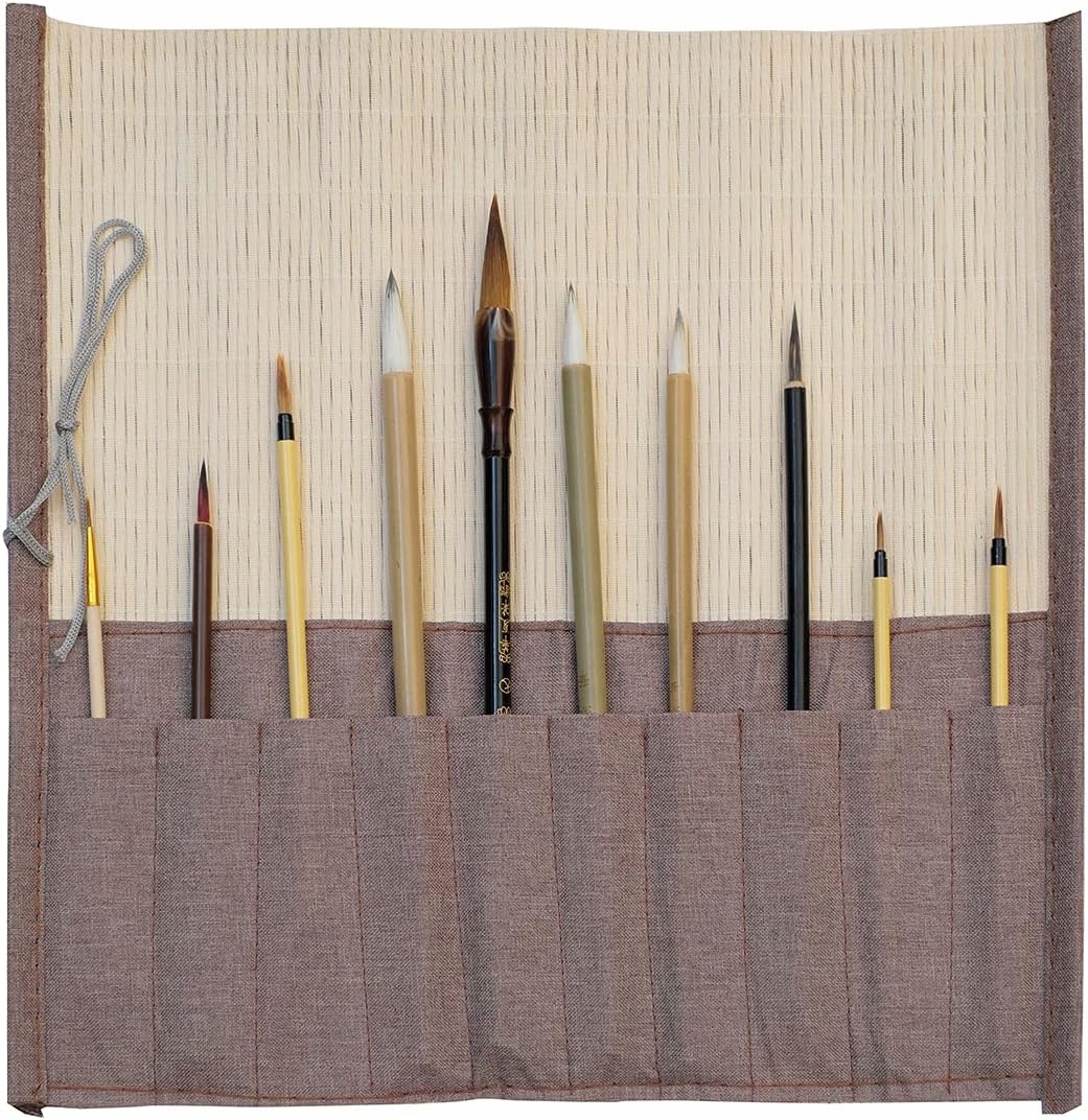 Sada Štětců pro čínskou kaligrafii Japonské malování Pouzdro Bambus