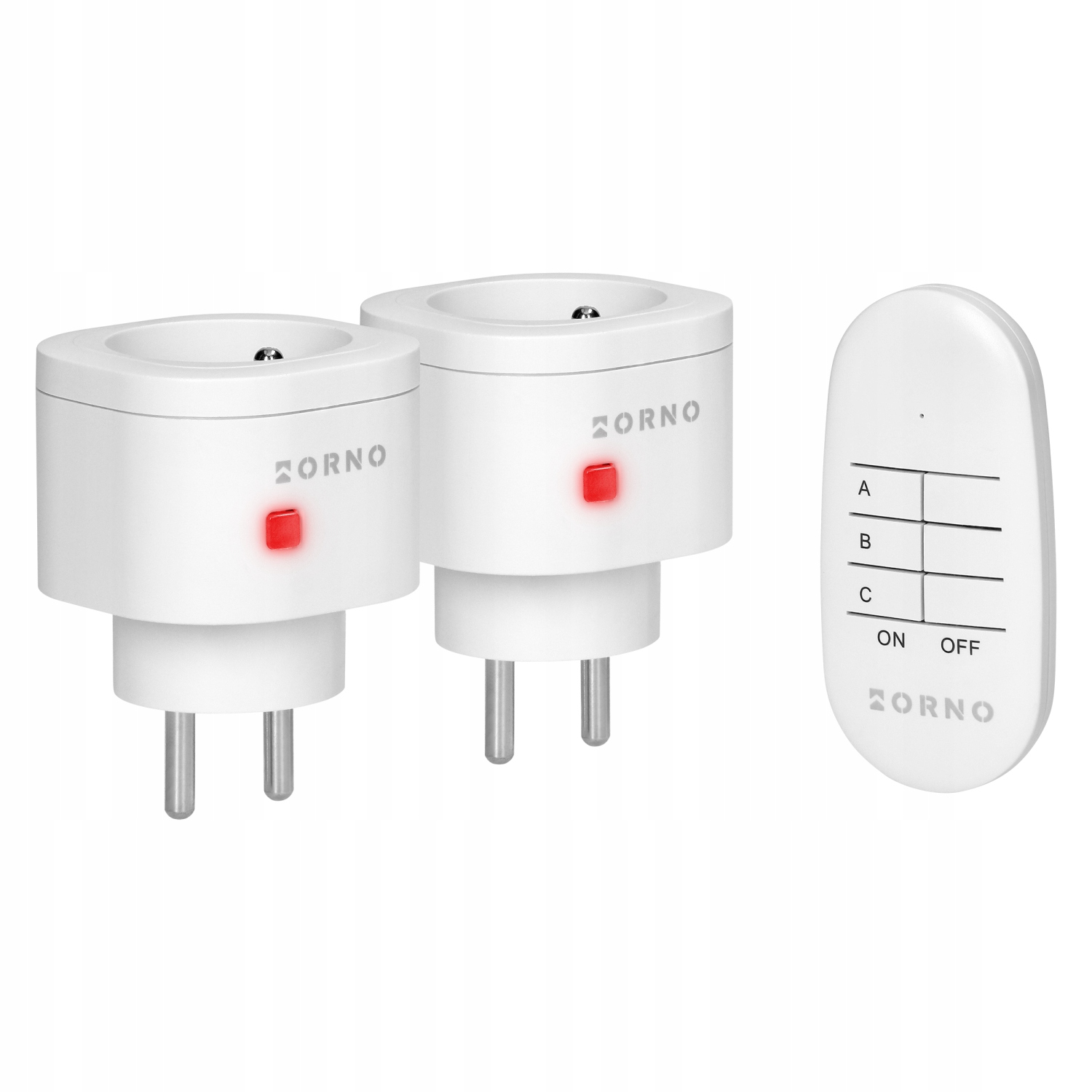 Sada Bezdrátových Mini Zásuvek Ovládaných Dálkovým Ovladačem 2+1 Bílá Orno