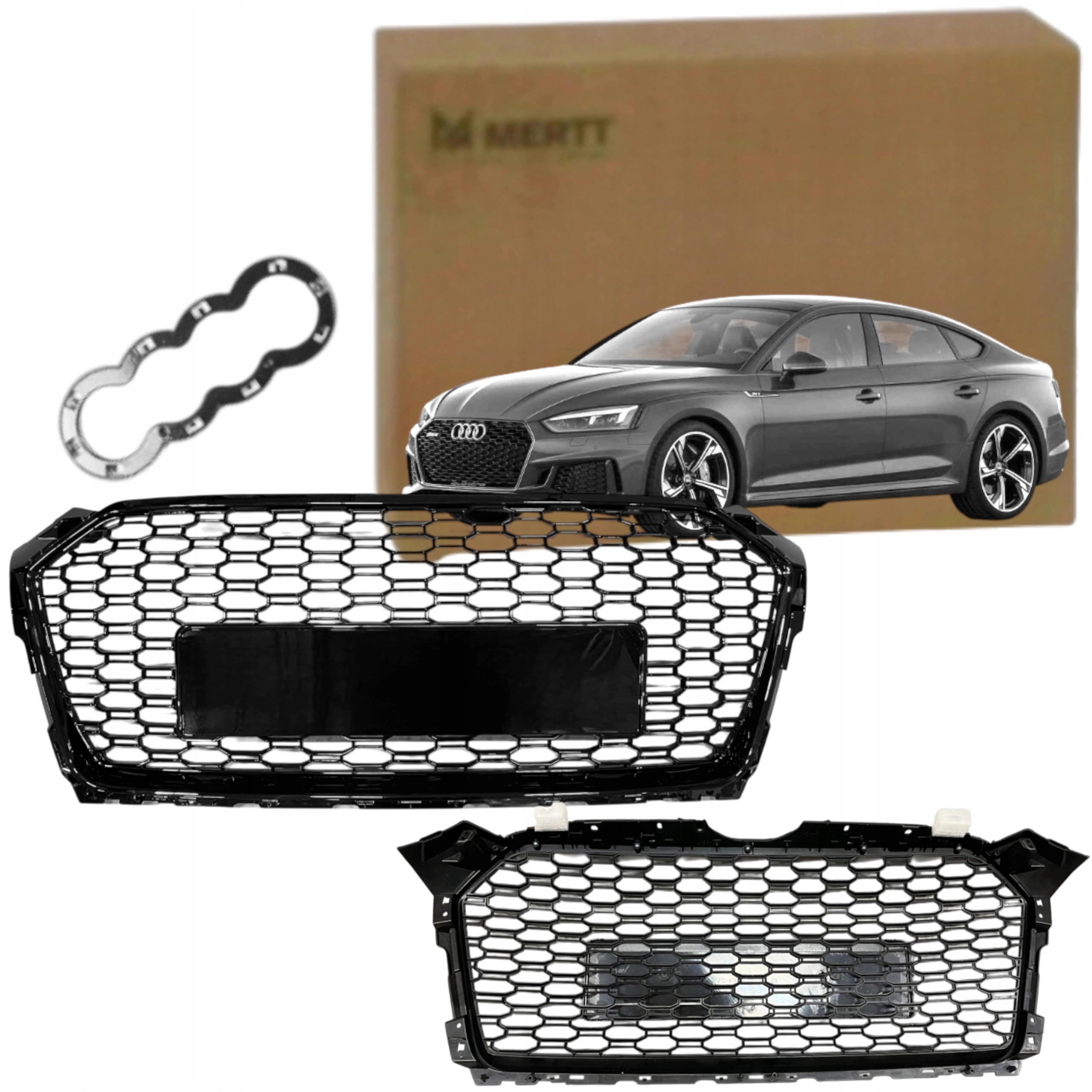 Atrapa Chladiče Grill Rs Look Přední Černá Medová Plástev Audi A5 2016-2020