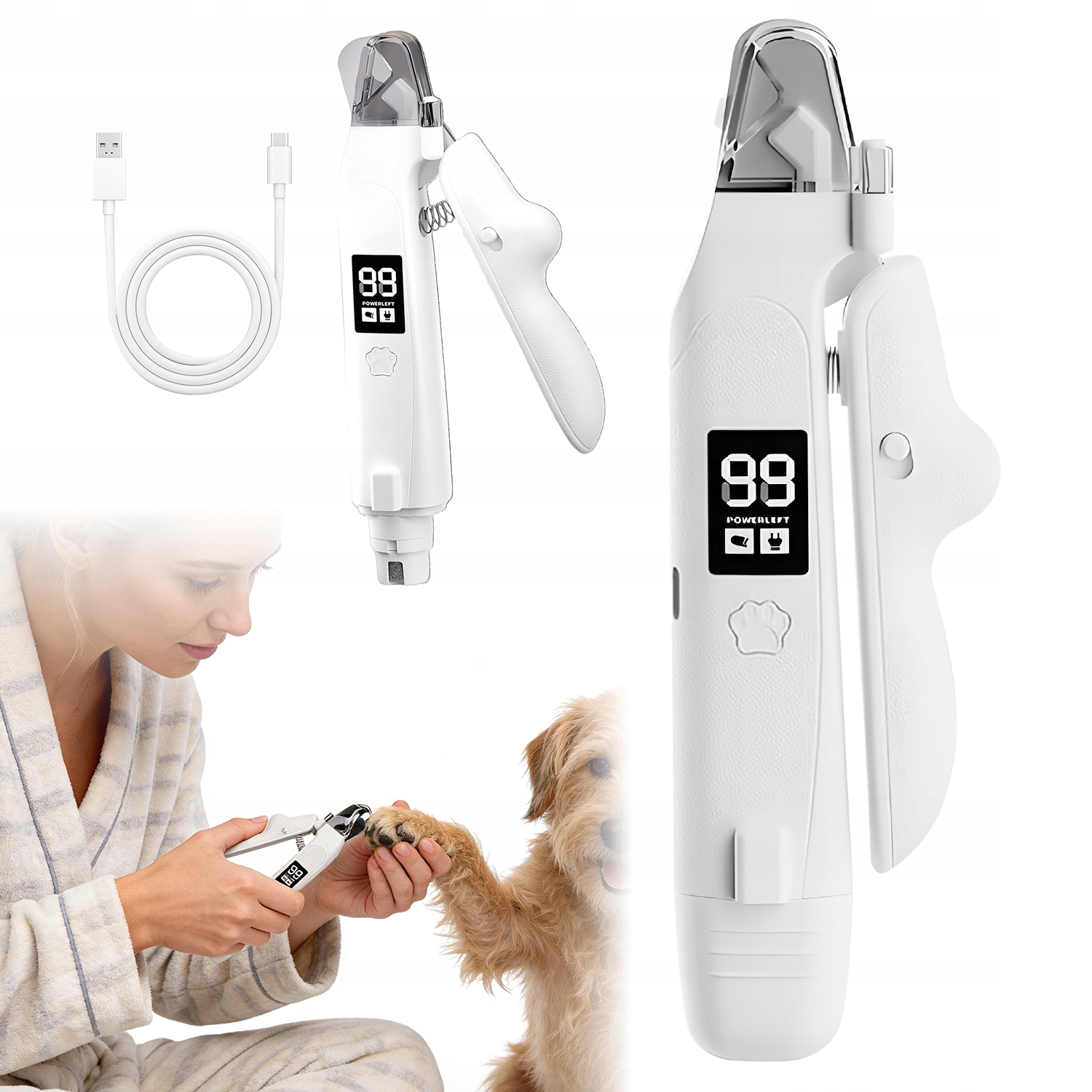 Levně Elektrický Odstřihovač Drápků Pro Zvířata, Pohodlný S Broušením A Nádobou