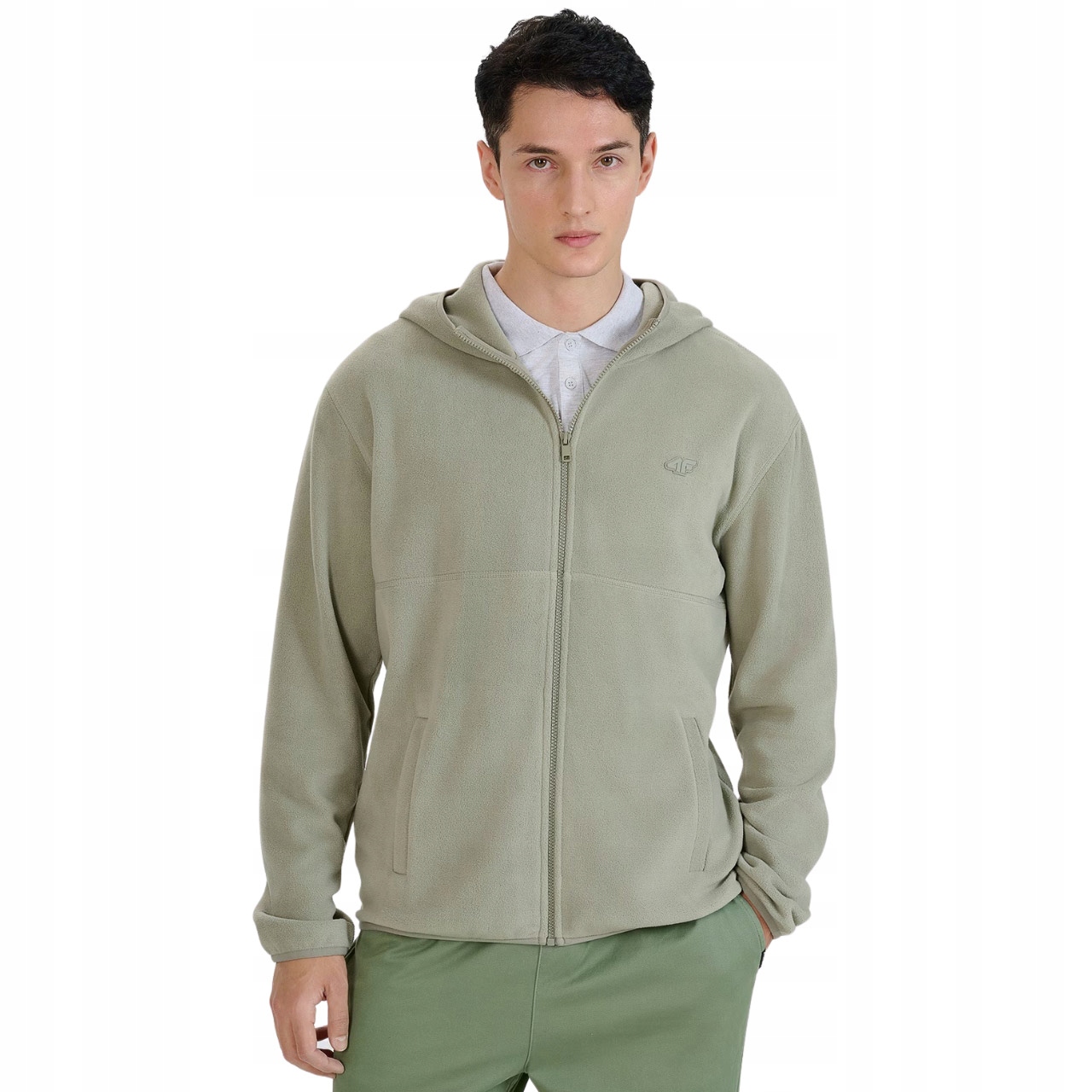 Fleecová Mikina pánský 4F M321 olivový 4FWSS25TFLEM321 44S vel. M