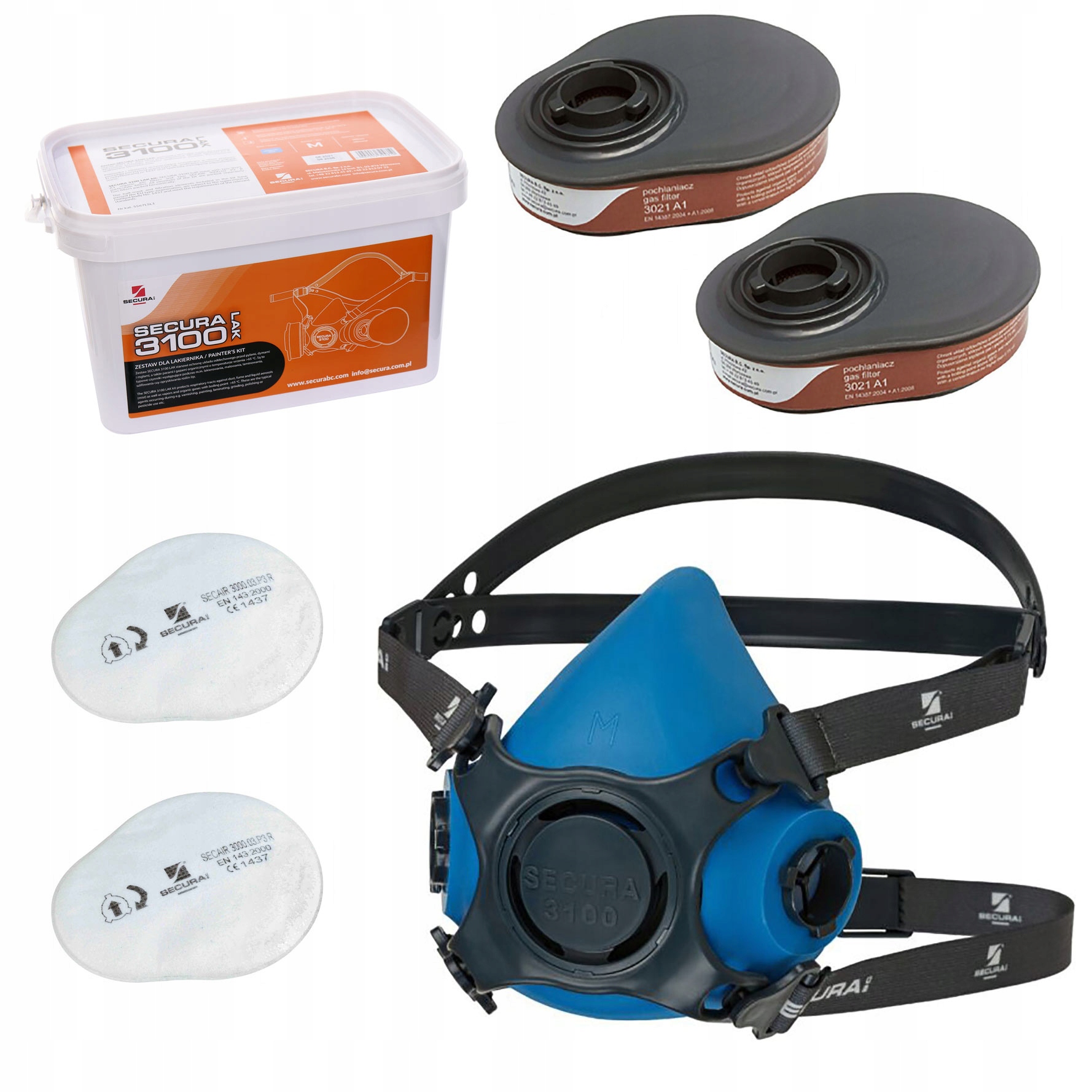 Półmaska lakiernicza Secura 3100 dla lakiernika Z Filtrami