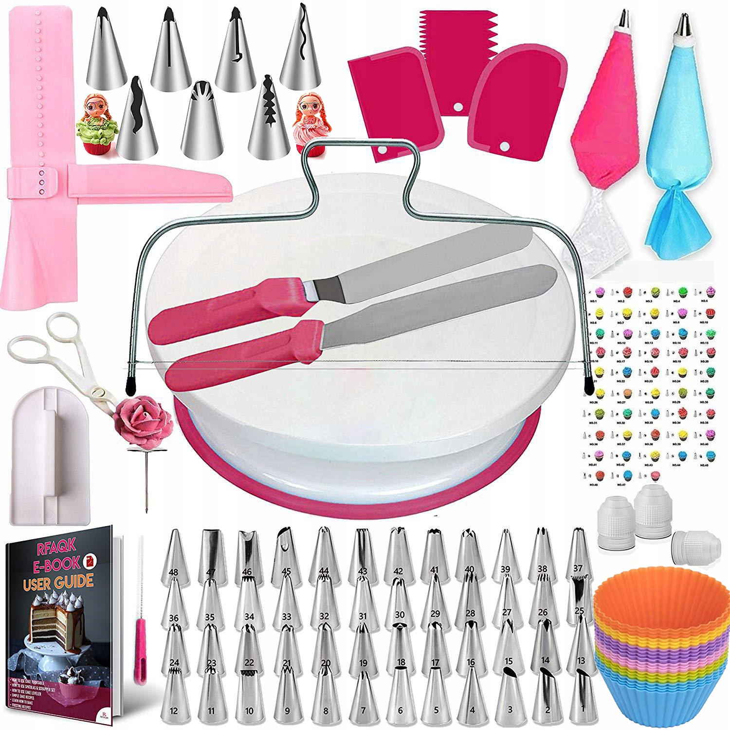 

Bogaty Zestaw Cukierniczy Dekoracja Tortów 200 Szt