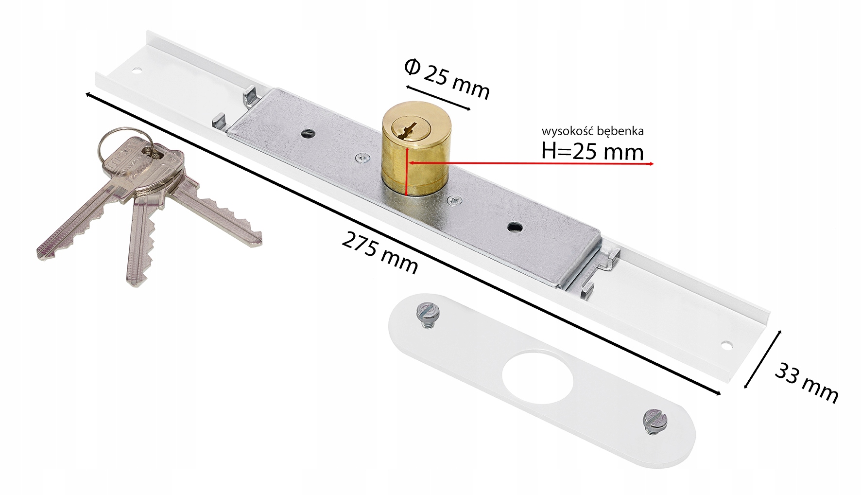 

Zamek baskwilowy do rolet zewnętrznych dł.27,5cm