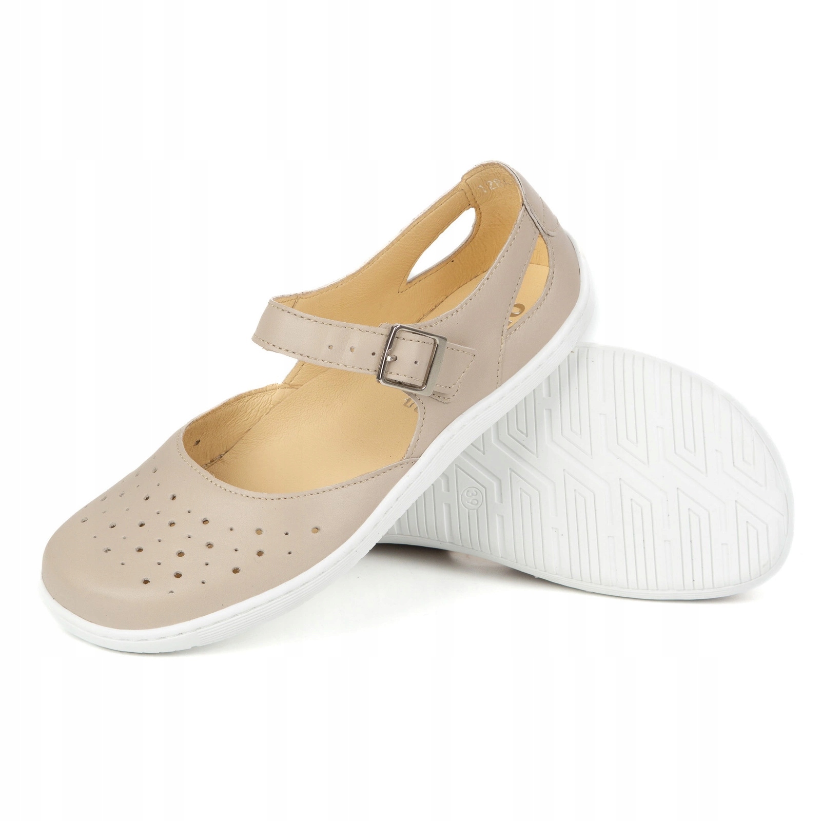 Dámské barefoot kožené baleríny s páskem Olivier 1284 40