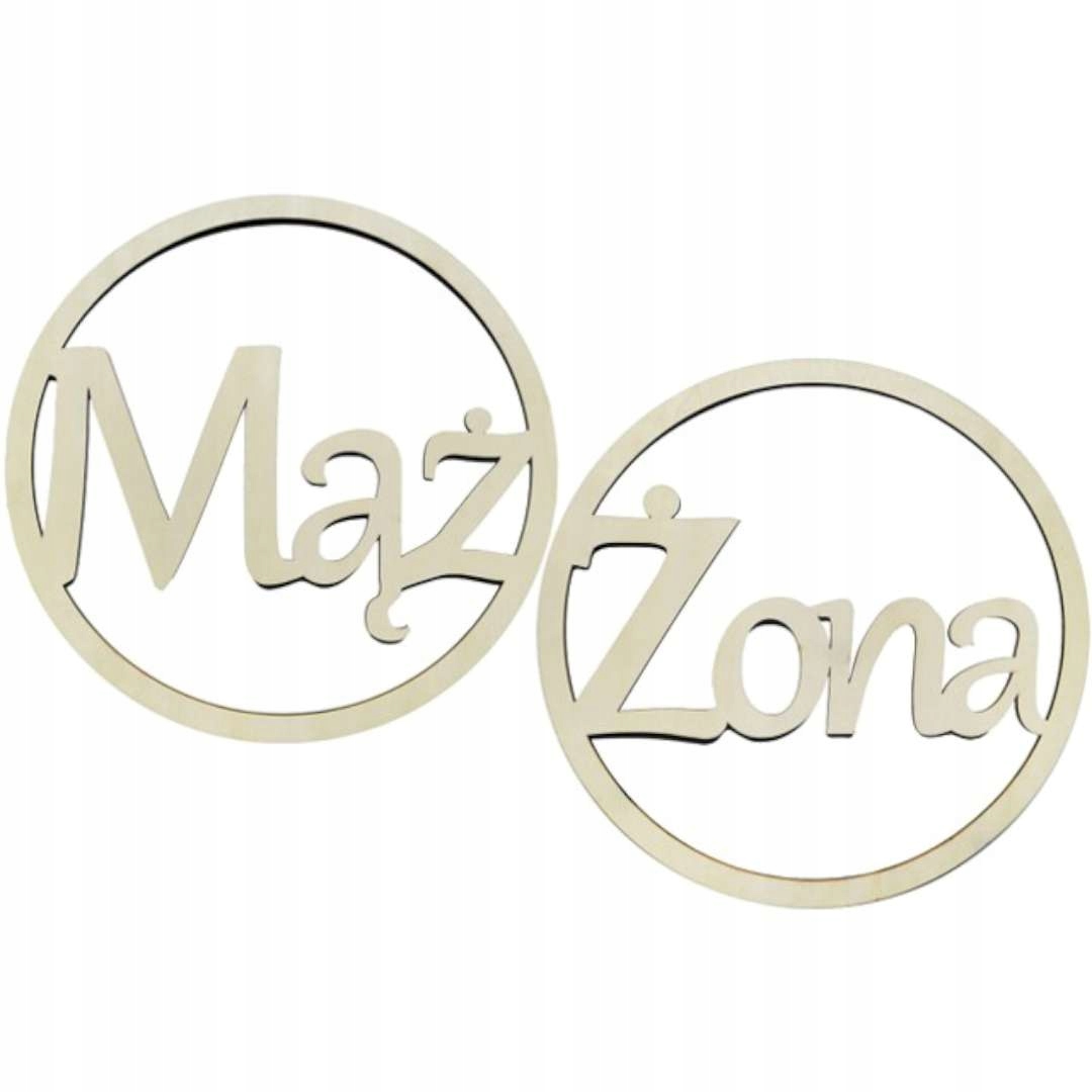 

Dekoracja drewno koło Mąż Żona Ślub wesele 2x42cm