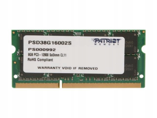 Nowa Pamięć Ram Patriot 8GB DDR3 1600MHZ Sodimm 1.5V