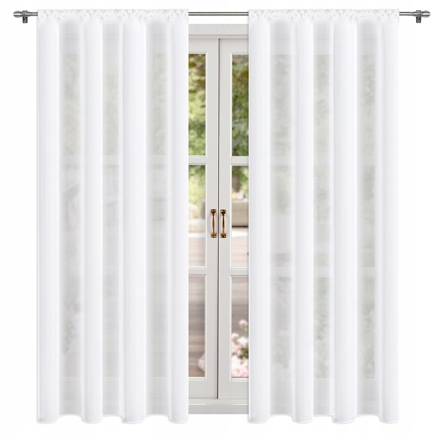 FIRANA WOALOWA GŁADKA KLASYCZNA BIAŁA NA TAŚMIE 150x250cm