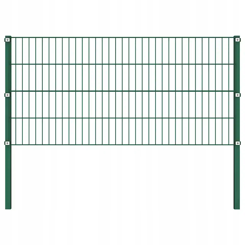 Plotový panel se sloupky železný 176,5 x 80 cm zelený Zelená 144933