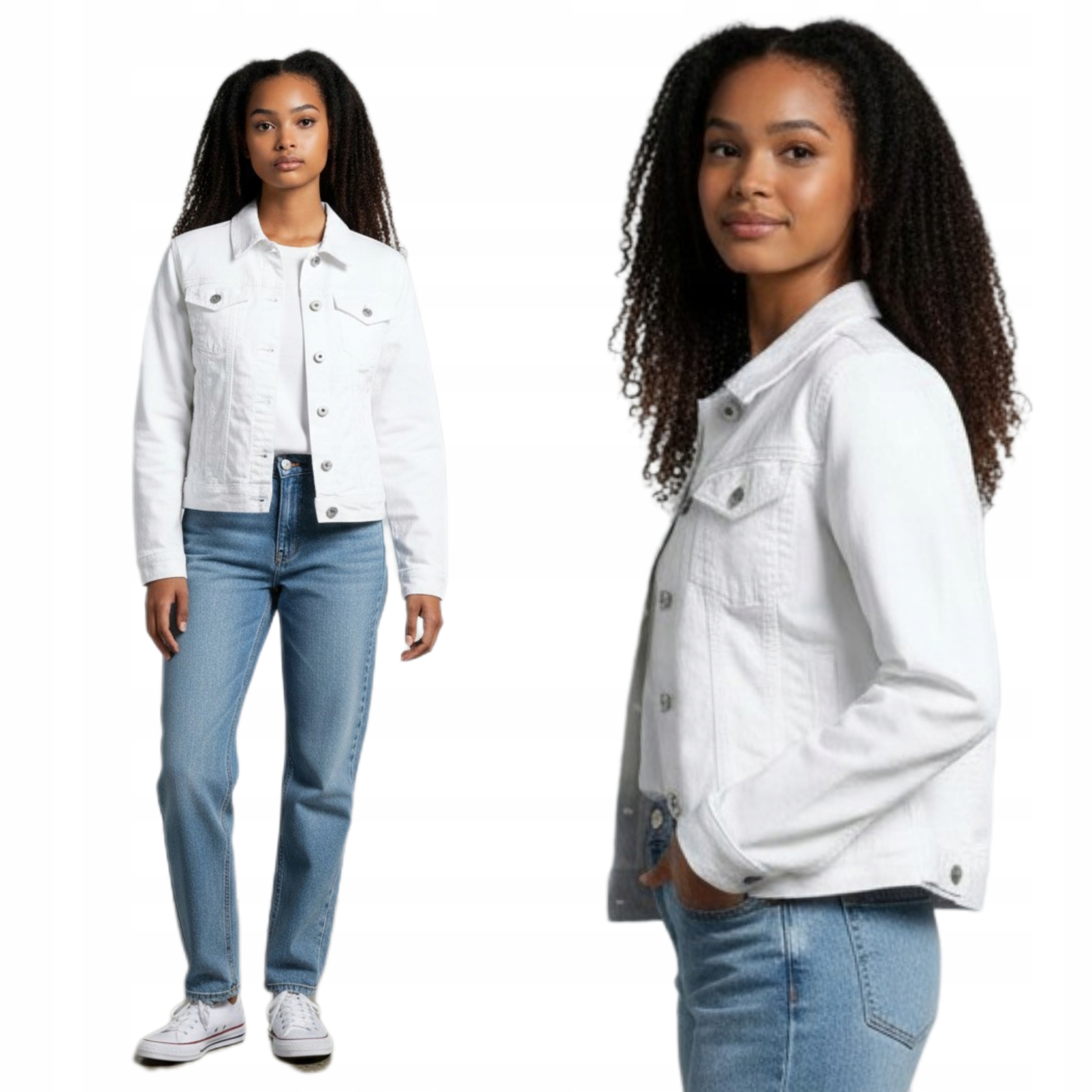 Dámská džínová bunda Katana Mikina Jeans Bílá M.sara