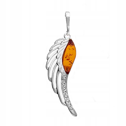 Přívěsek Křídlo ze stříbra 925 s Jantarem a zirkony Stříbrný Přívěsek