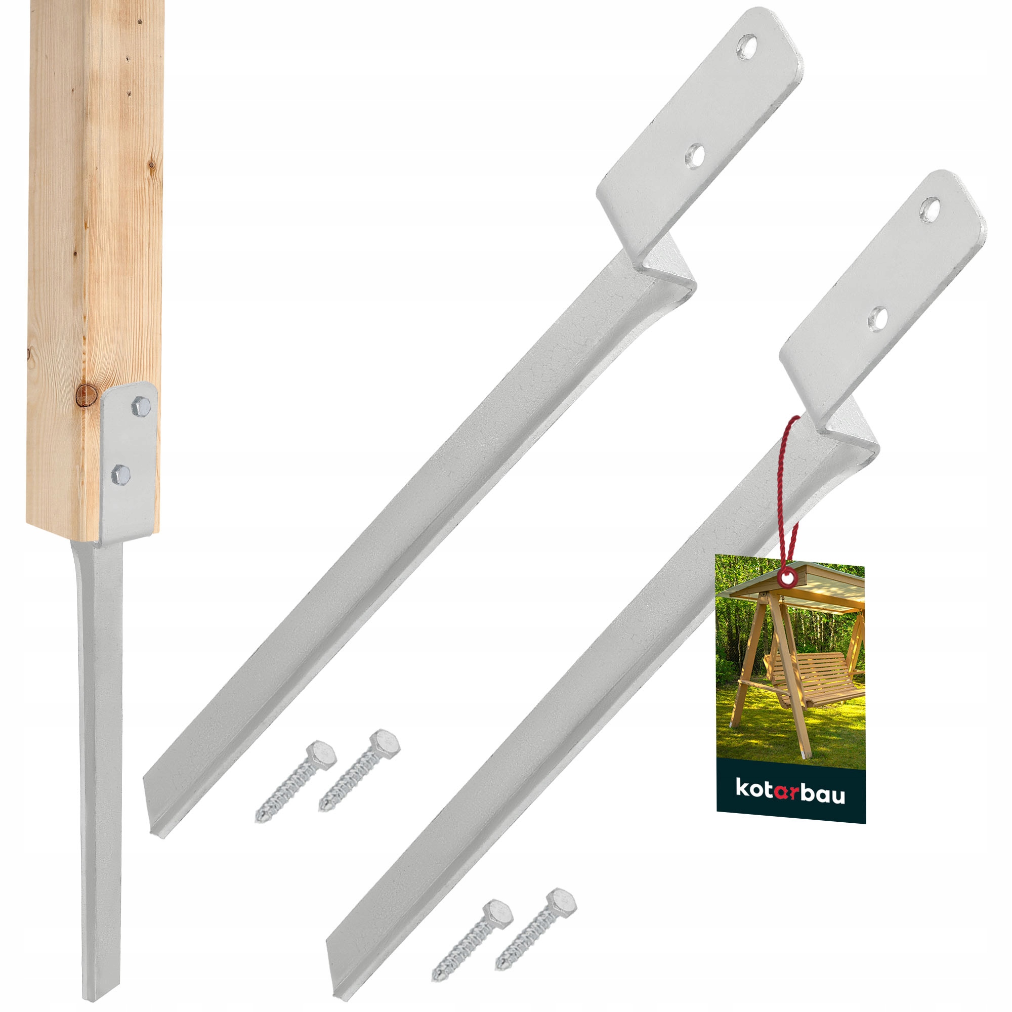 2x PODSTAWA SŁUPA HUŚTAWKI STABILIZUJĄCA WBIJANA KOTWA WSPORNIK OCYNK 50cm