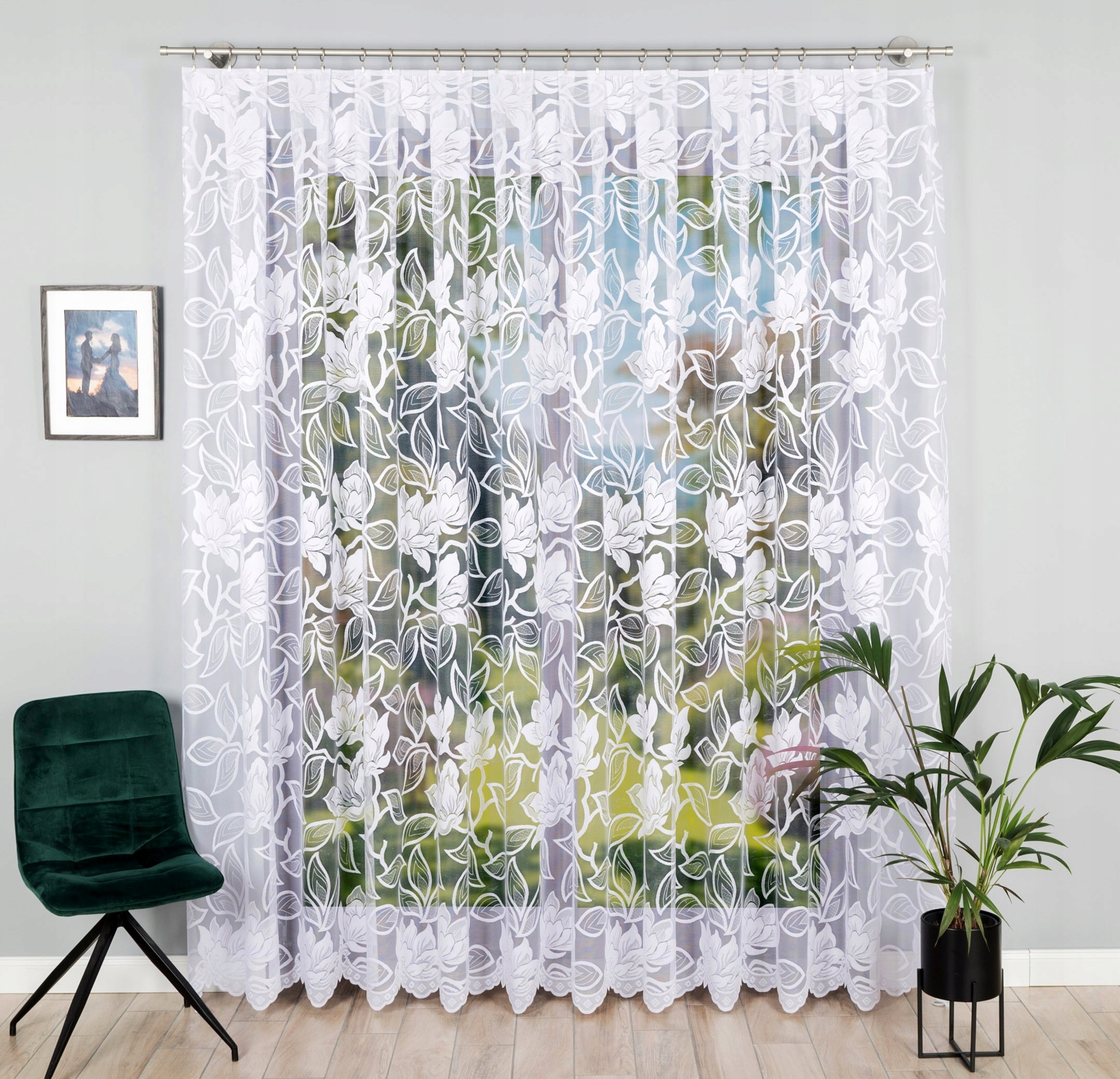 Firana żakardowa wzór 23338 500x250cm prosta (gotowa) z obszyciem