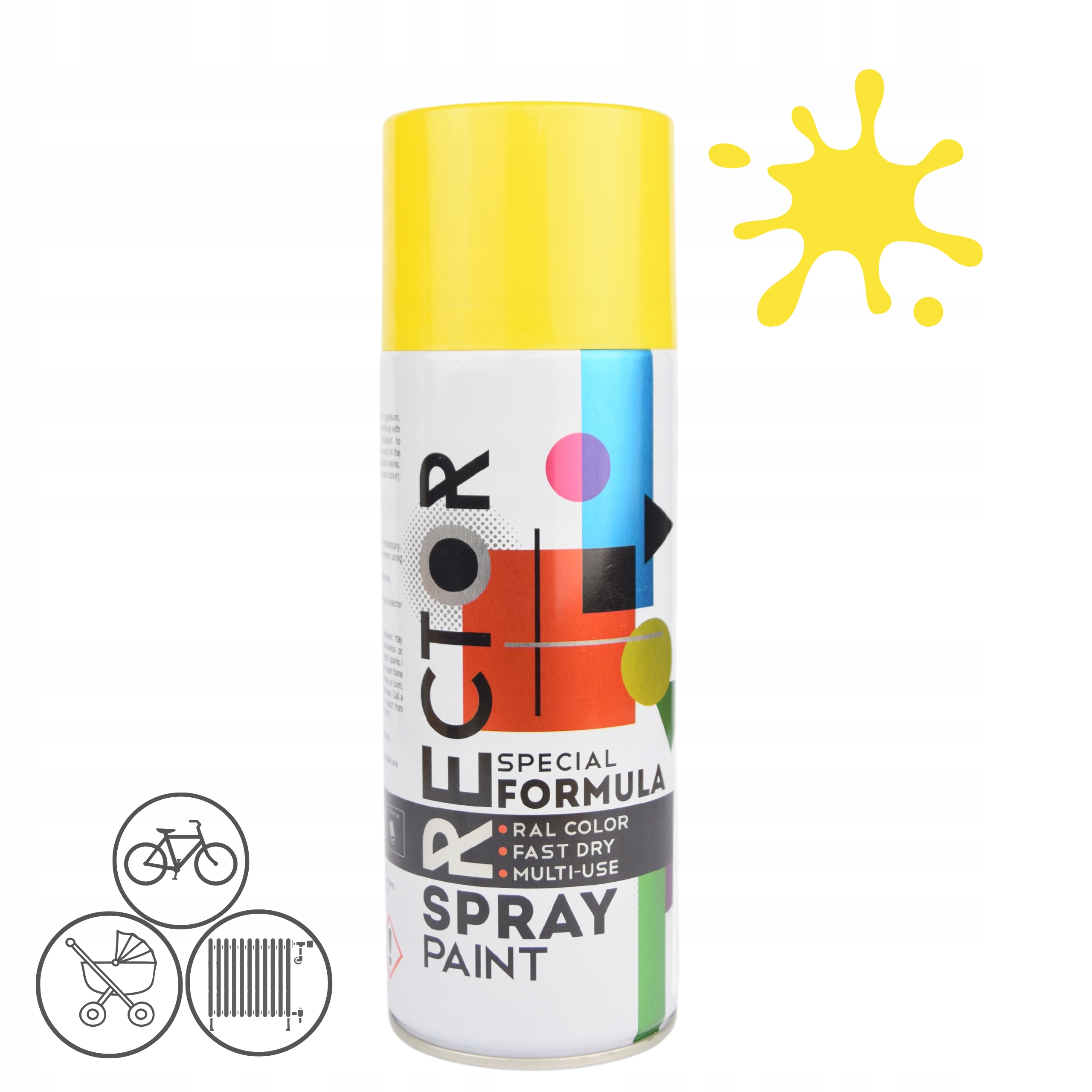 Lakier farba emalia uniwersalna spray żółta 400ml