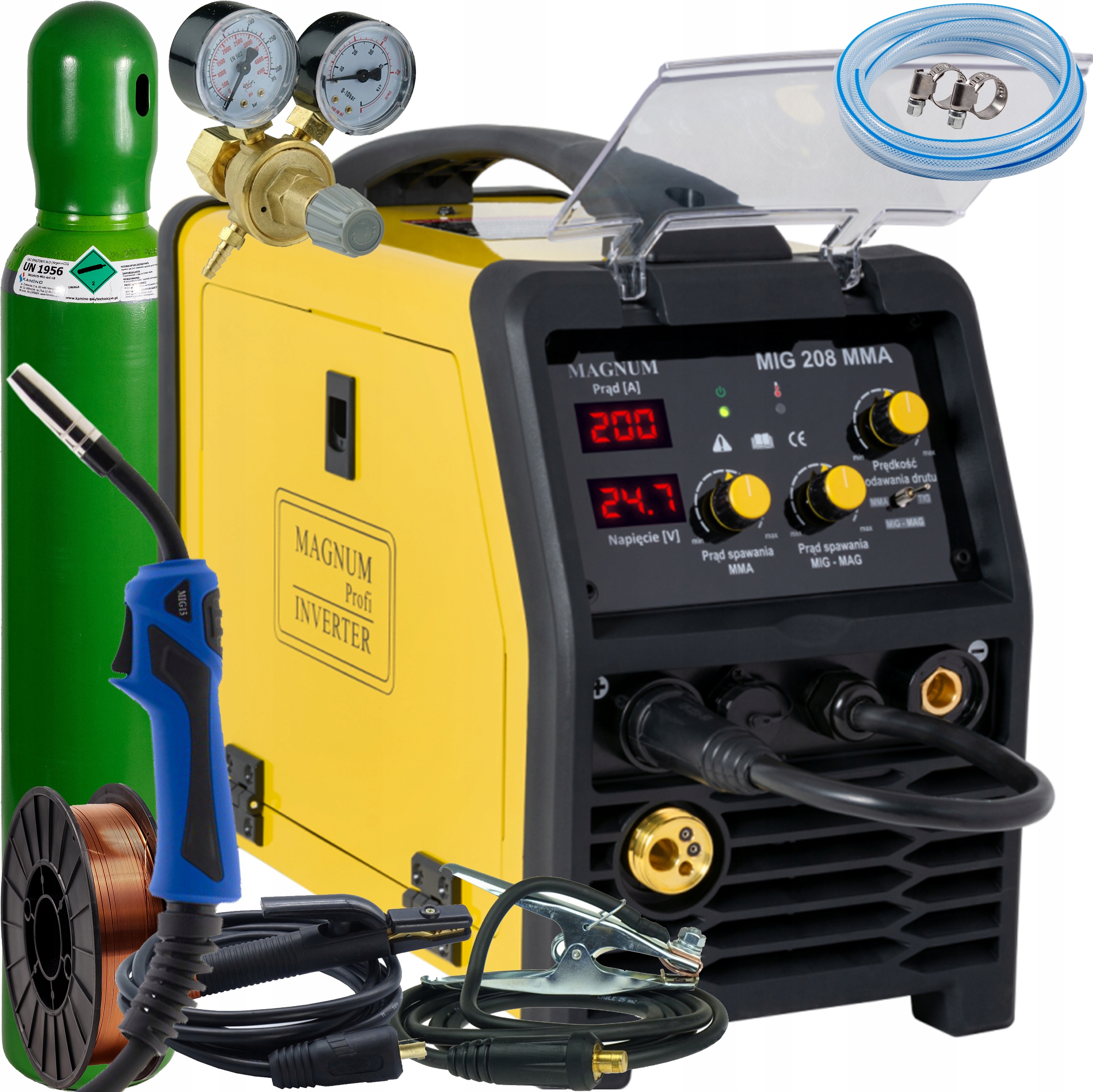 Svařovací stroj Magnum Mig 208 Mma Nv Mig/mag Fcaw Tig 200A 230V Igbt SET4