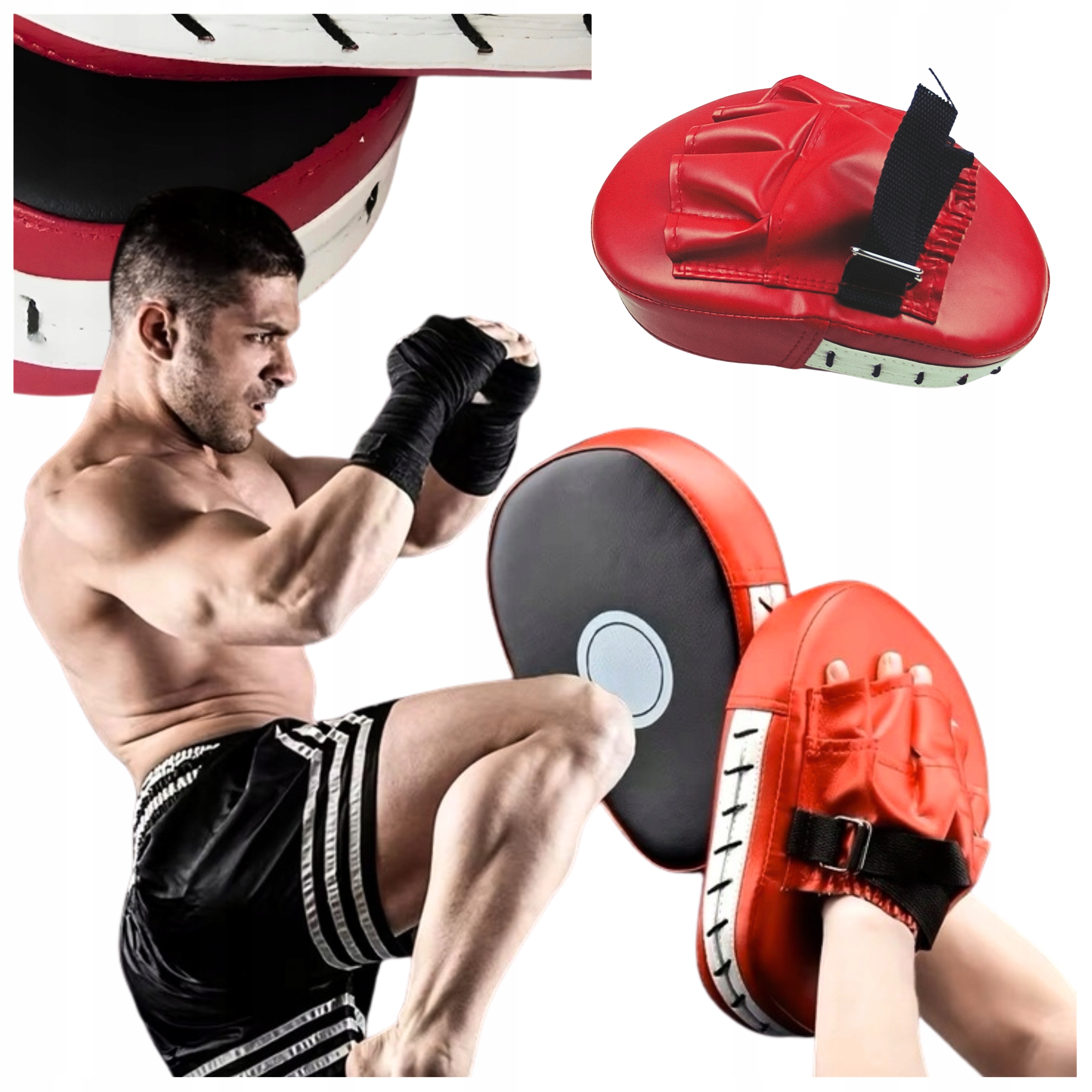 Tarcza Łapa Bokserska Trenera Profilowana Treningowa Mma Bushido Skóra 2SZT